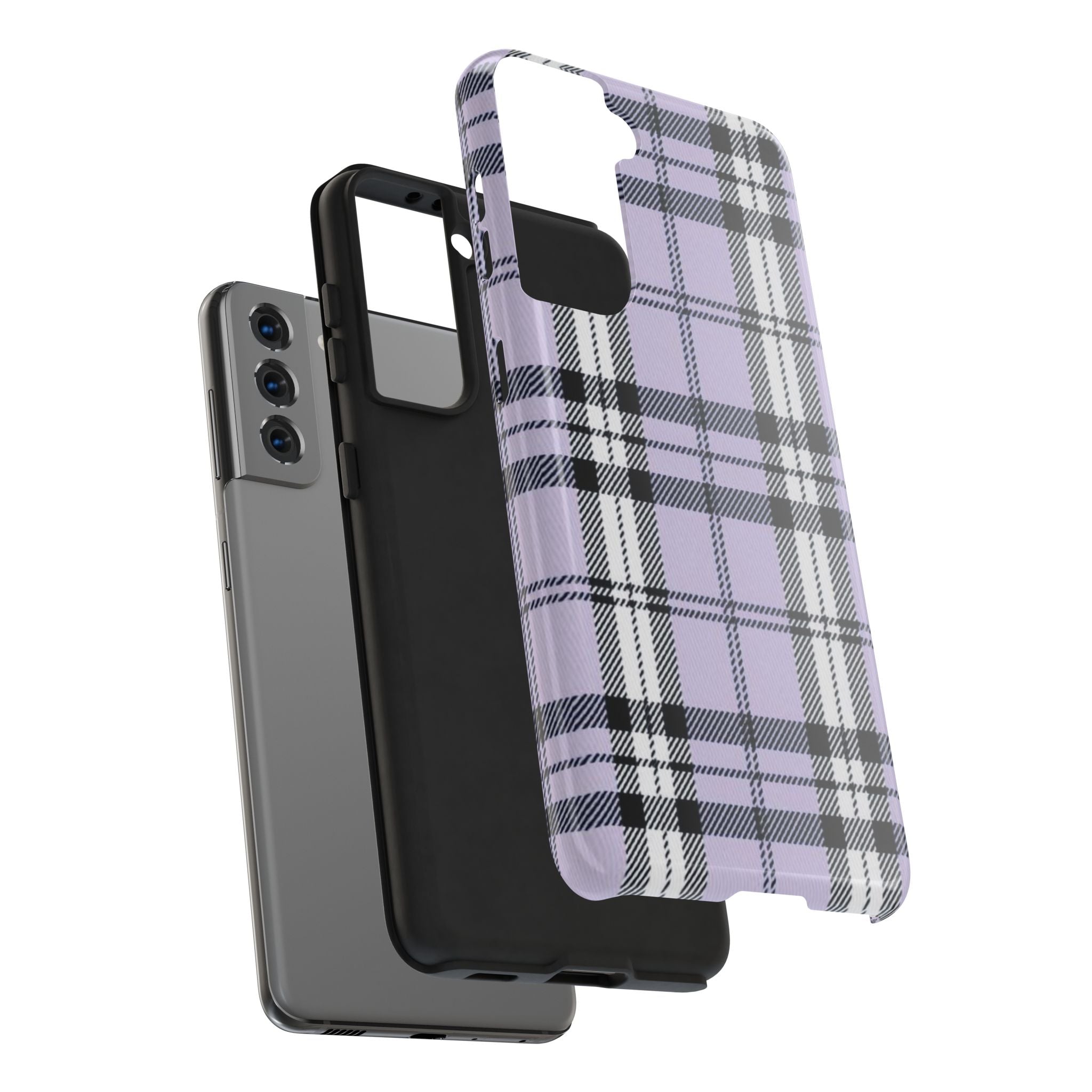 Lavender Light Purple Gingham Plaid Phone Case  - Tough Impact-Resistant Case