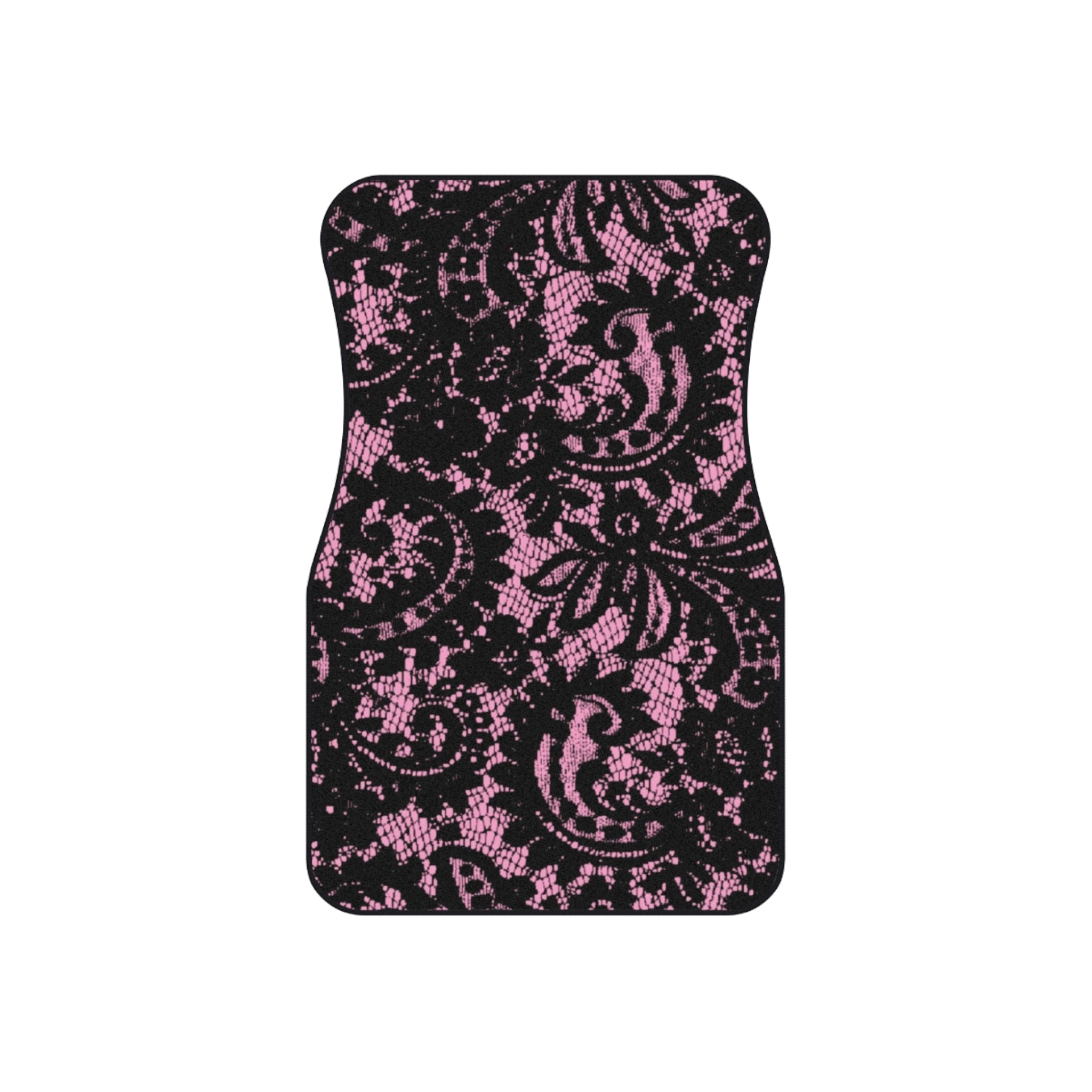 Lace Black and Pink Car Mats - Front Floor Mats Set of 2
