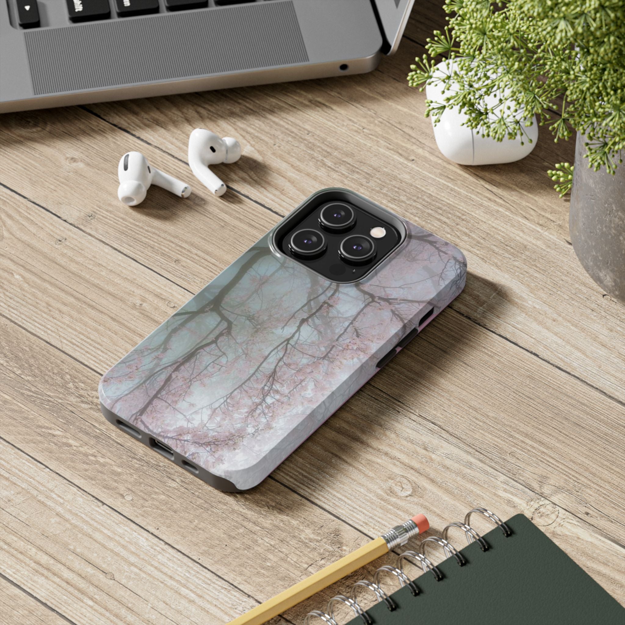 Foggy Cherry Blossom Cyber Phone Case  - Tough Impact-Resistant Case