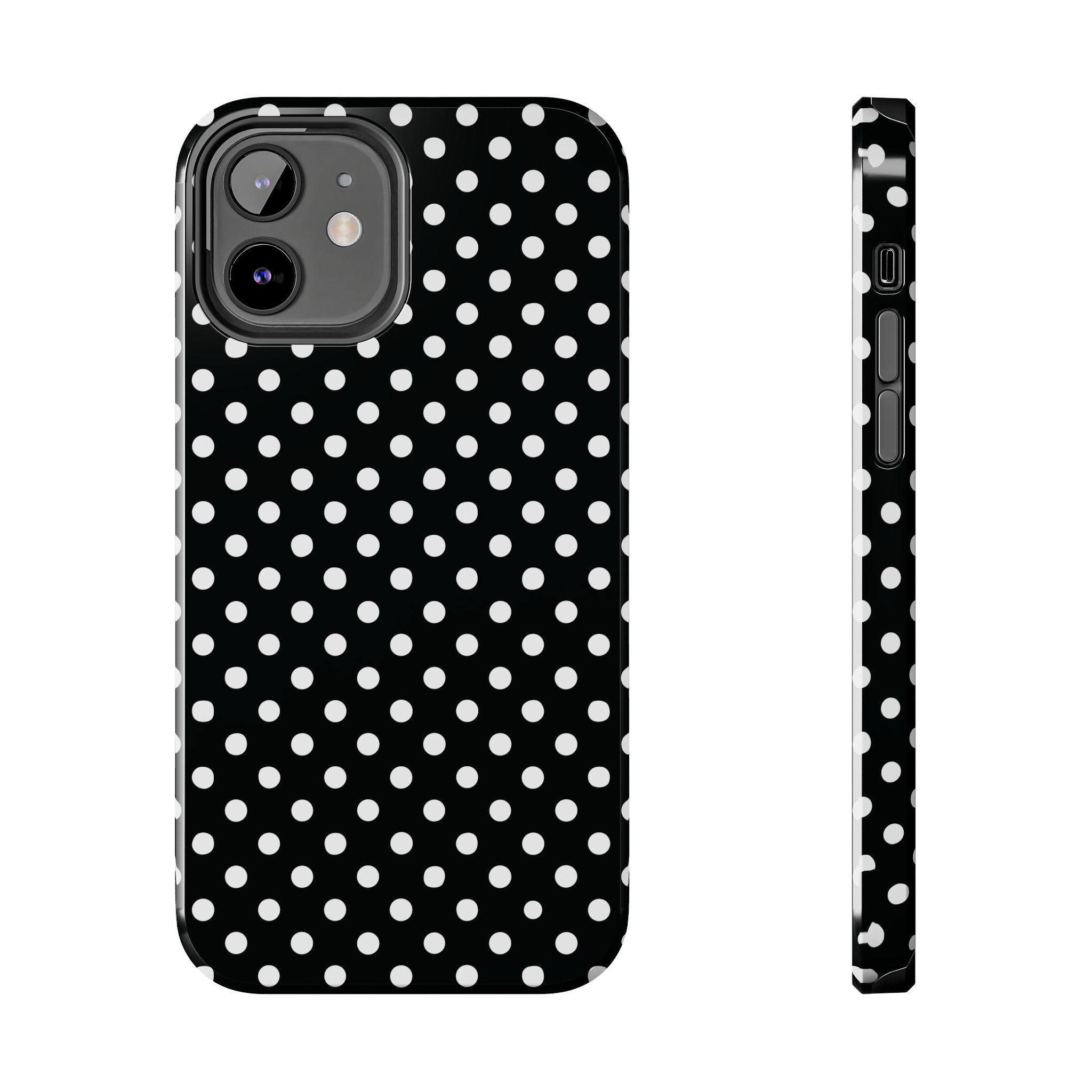 Black and White Polka Dot Phone Case  - Tough Impact-Resistant Case