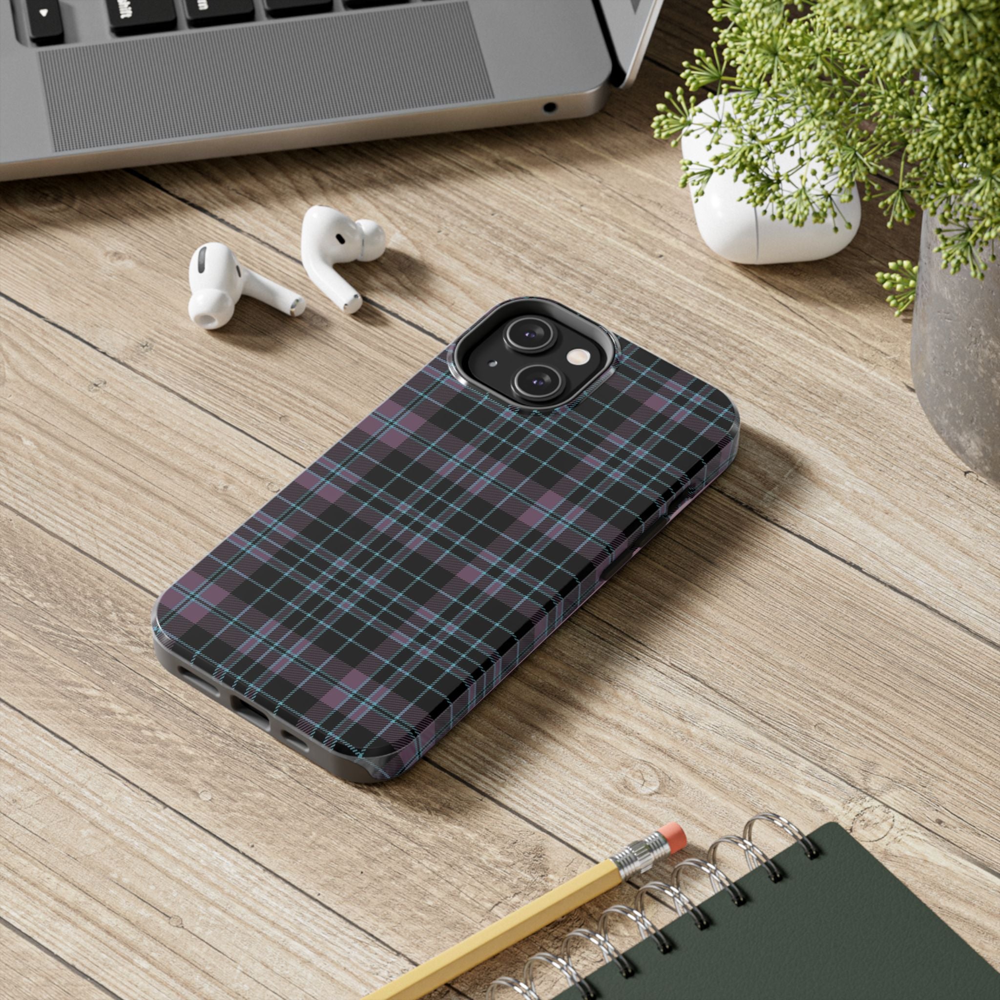 Punk Purple and Blue Plaid Phone Case