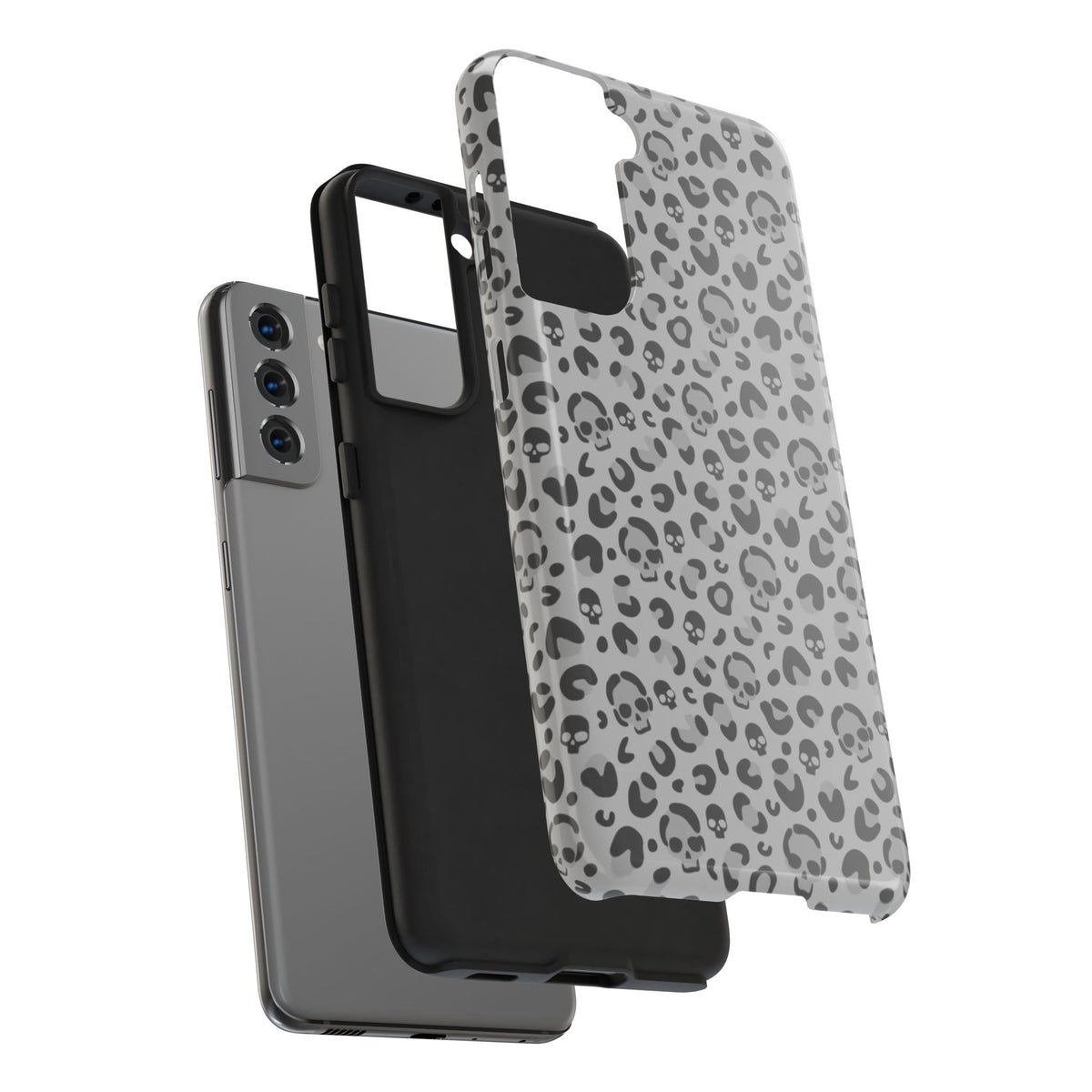 Skull Cheetah Grey Leopard Phone Case