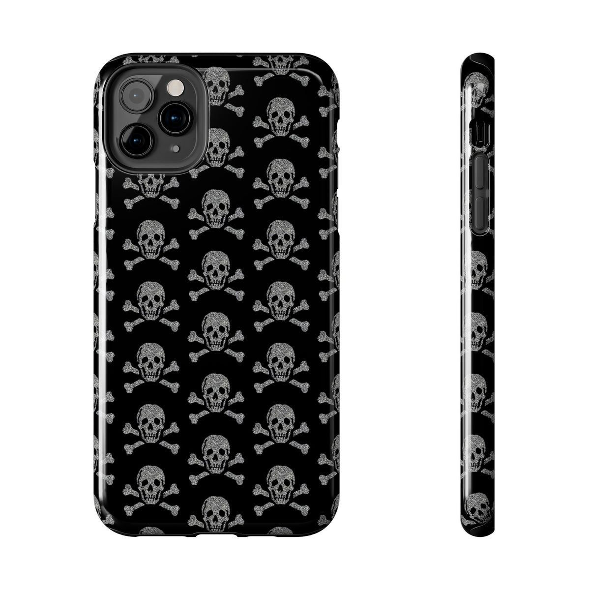 Silver Skull Print Phone Case  - Tough Impact-Resistant Case