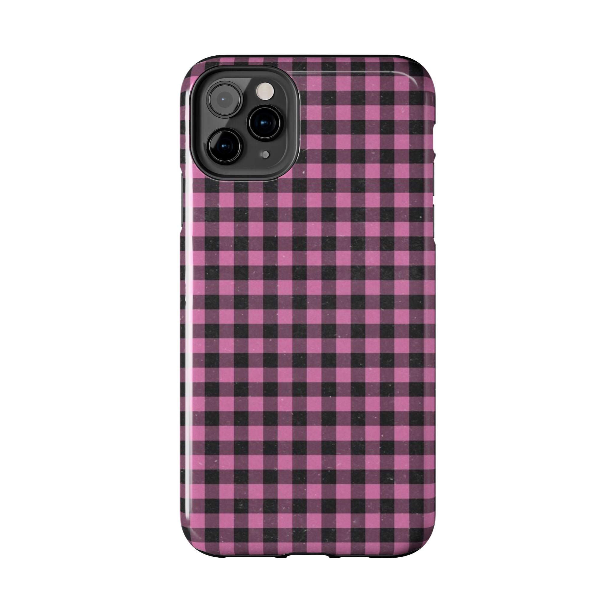 Pink and Black Faded Gingham Plaid Phone Case