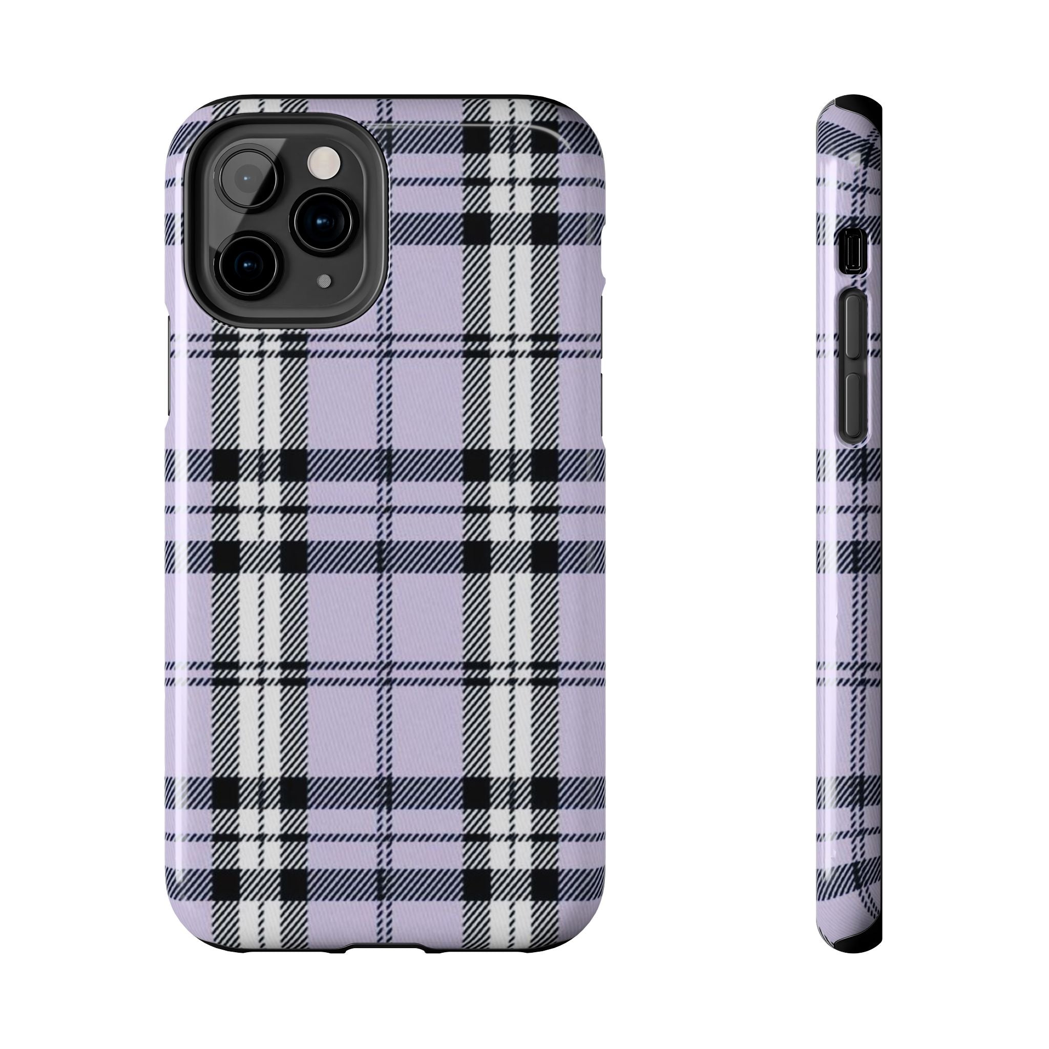 Lavender Light Purple Gingham Plaid Phone Case  - Tough Impact-Resistant Case