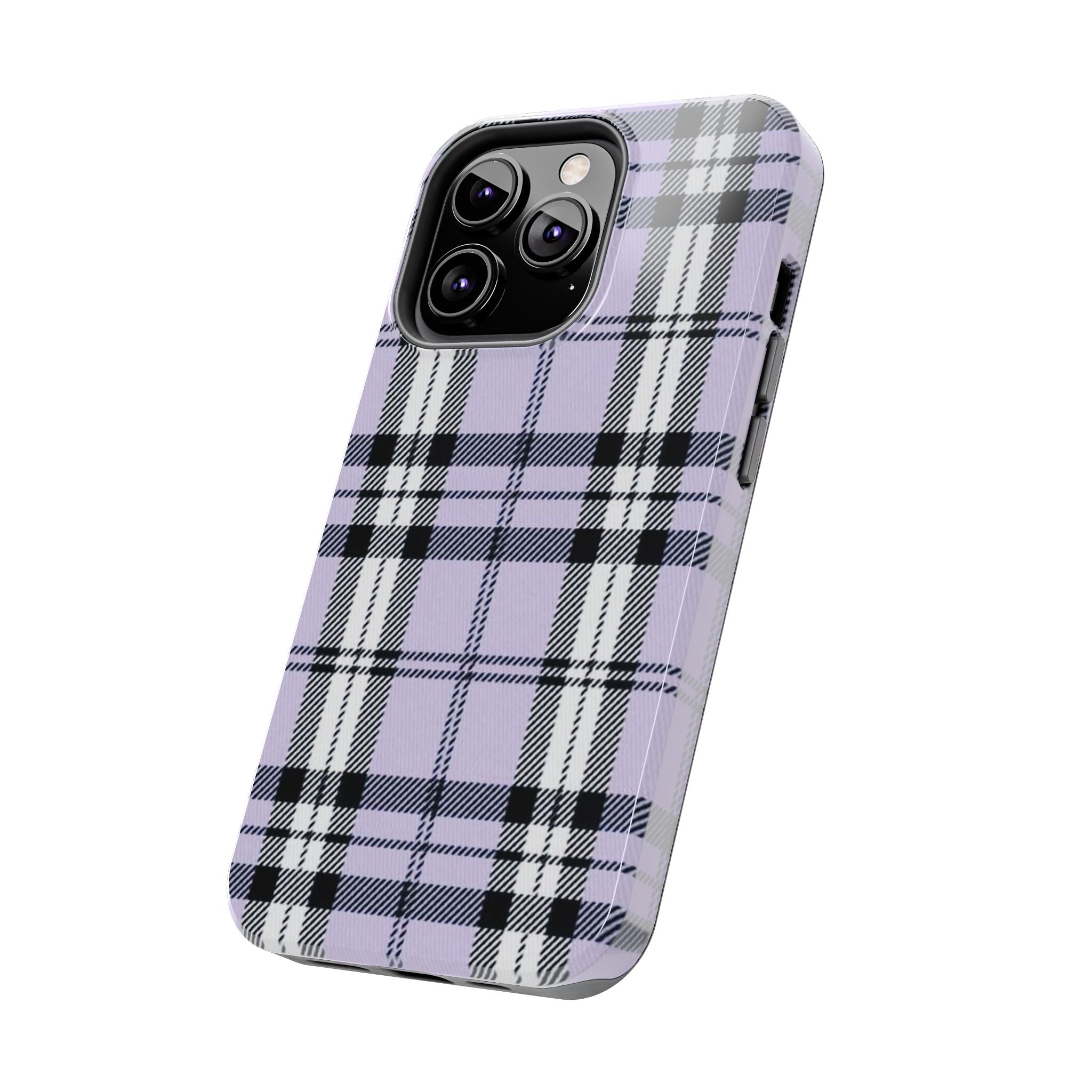 Lavender Light Purple Gingham Plaid Phone Case  - Tough Impact-Resistant Case