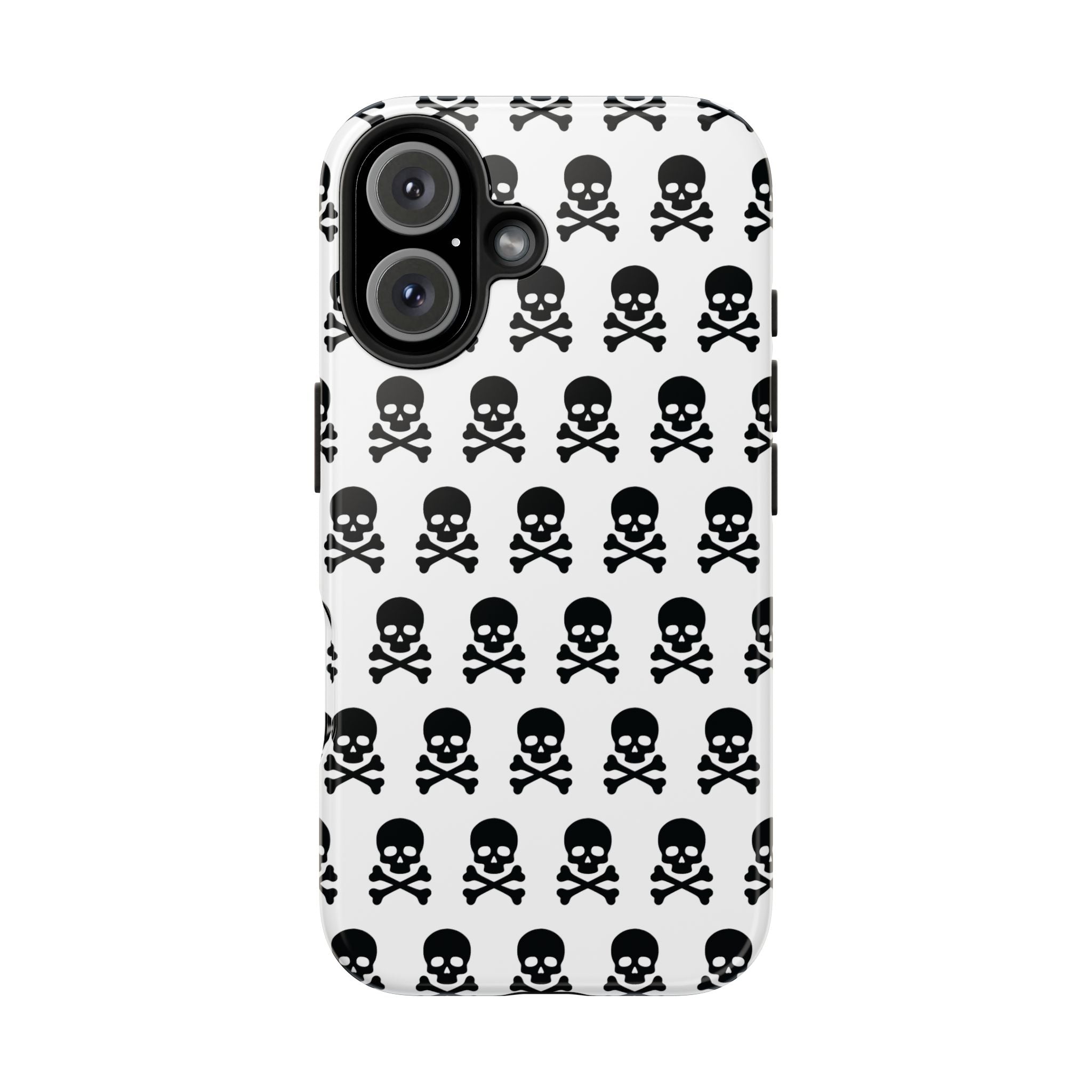 White Punk Skull Print Phone Case