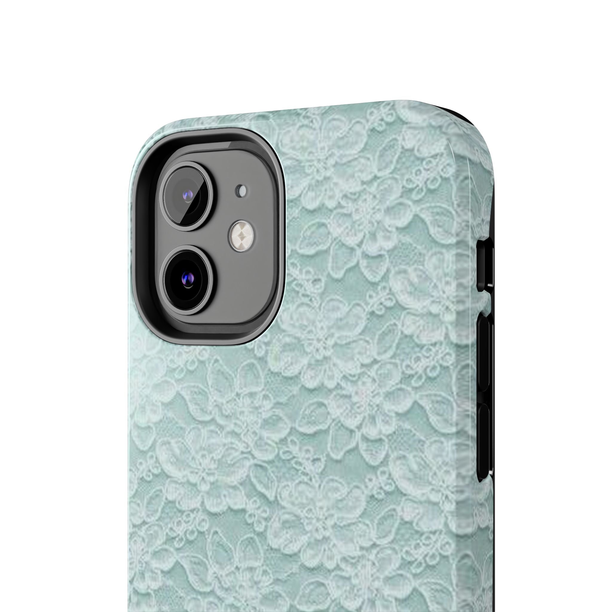Teal Light Blue Lace Print Pattern Phone Case