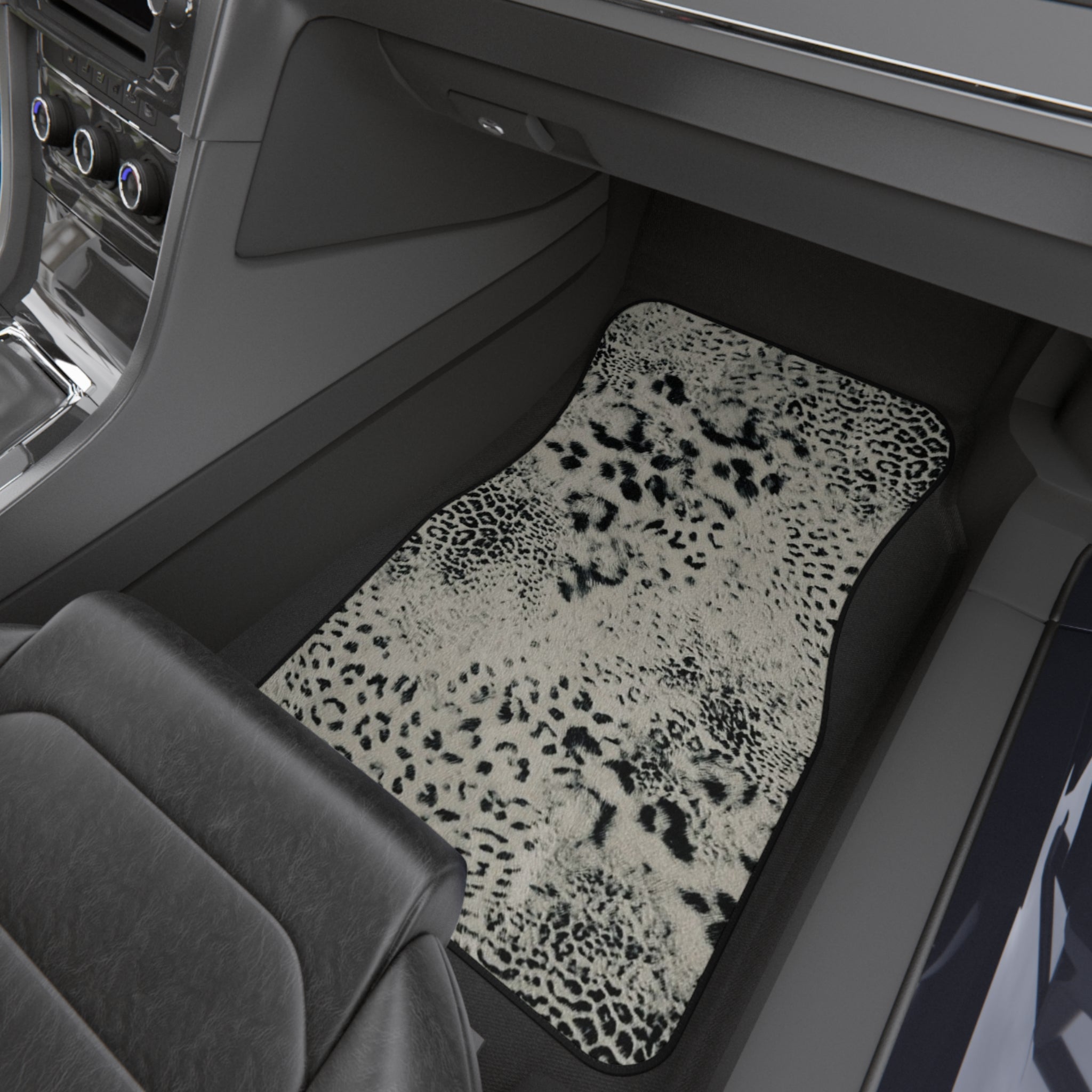 Neutral Leopard Cheetah Car Mats - Front Floor Mats Set of 2
