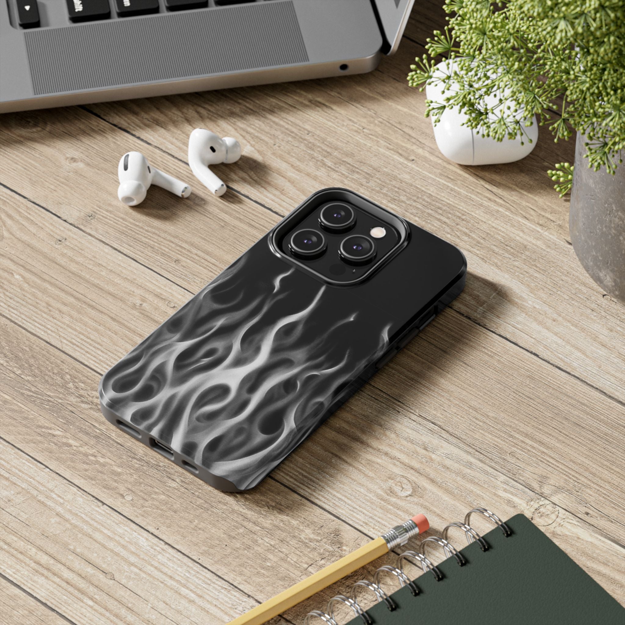 White Airbrush Flames Phone Case  - Tough Impact-Resistant Case