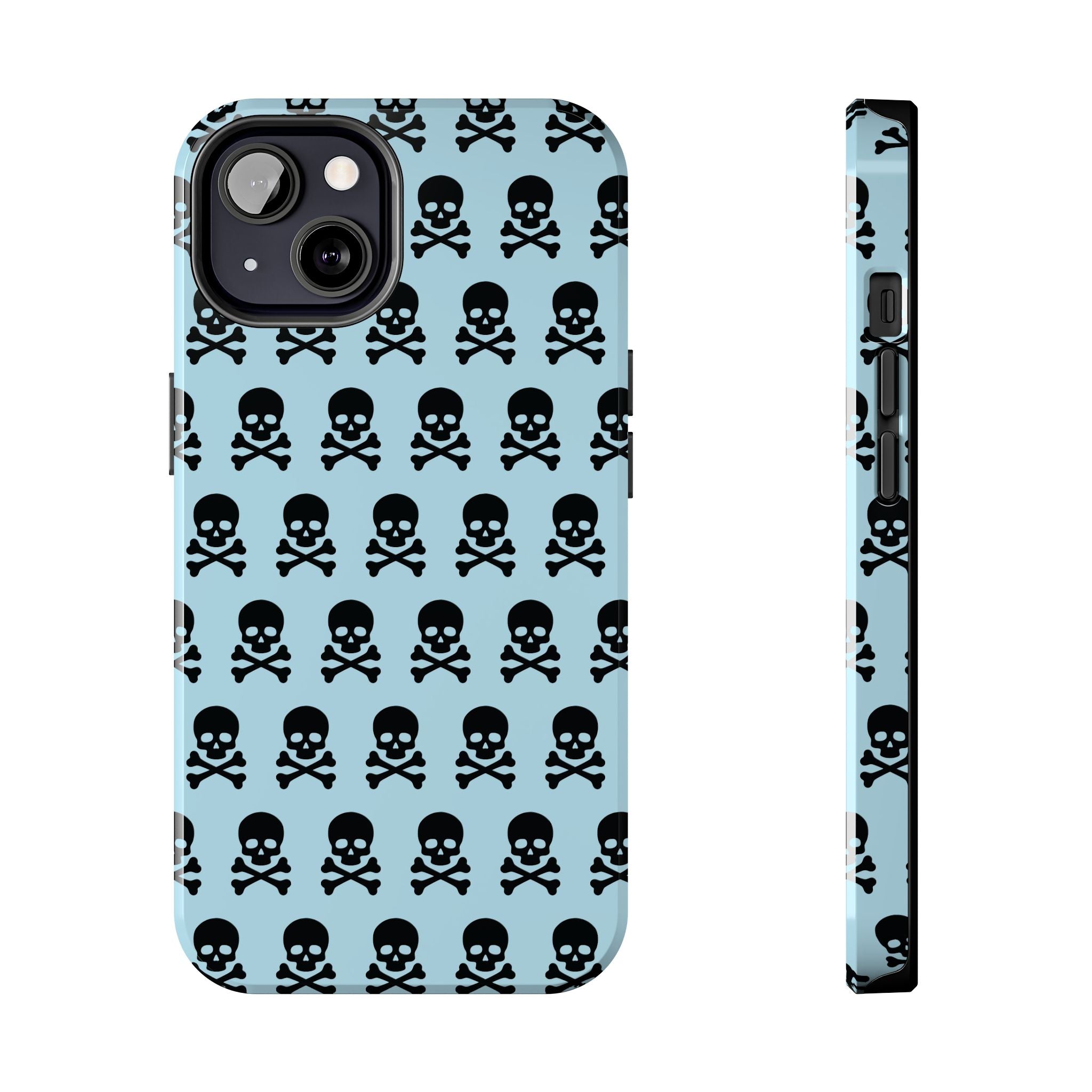 Blue Punk Skull Print Phone Case