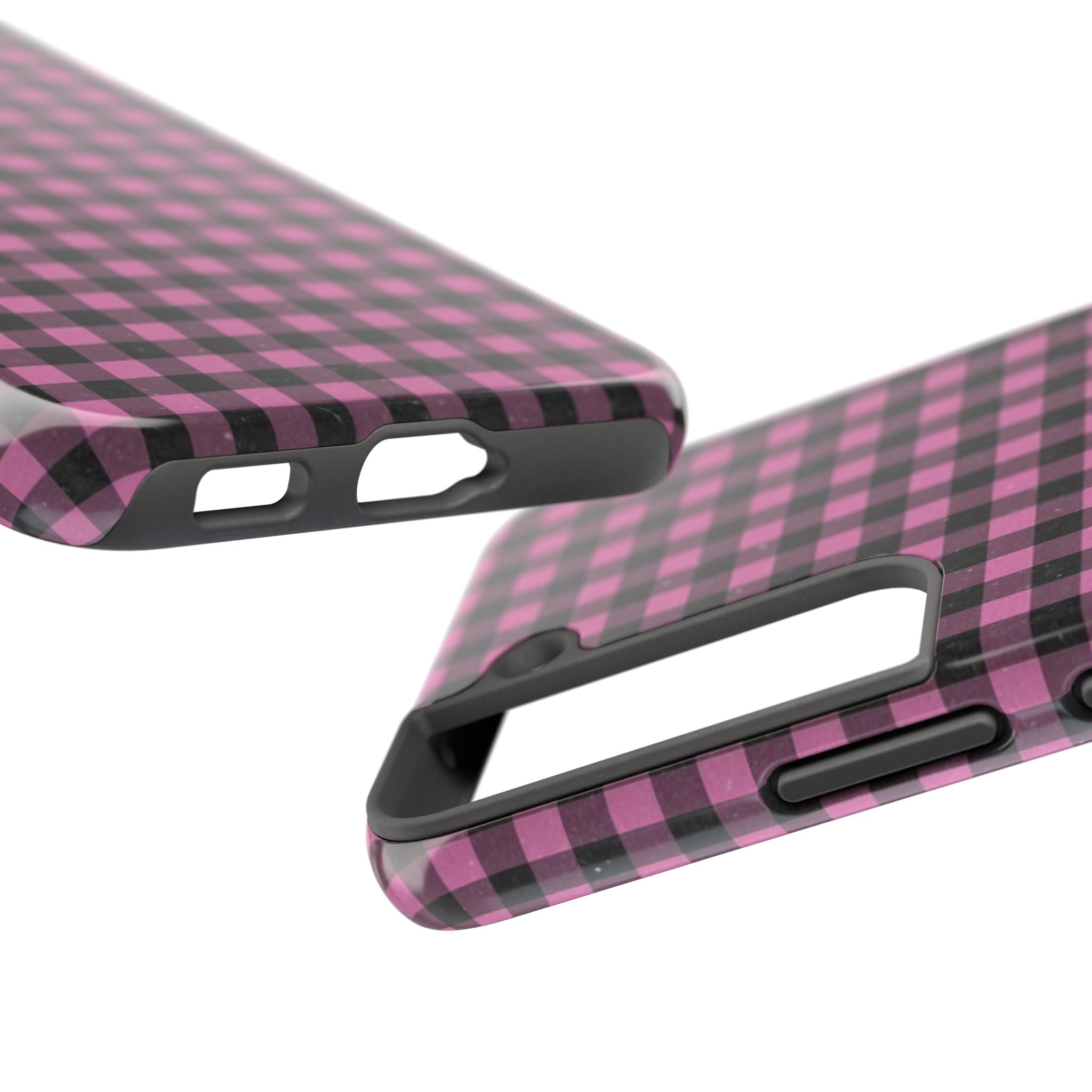 Pink and Black Faded Gingham Plaid Phone Case