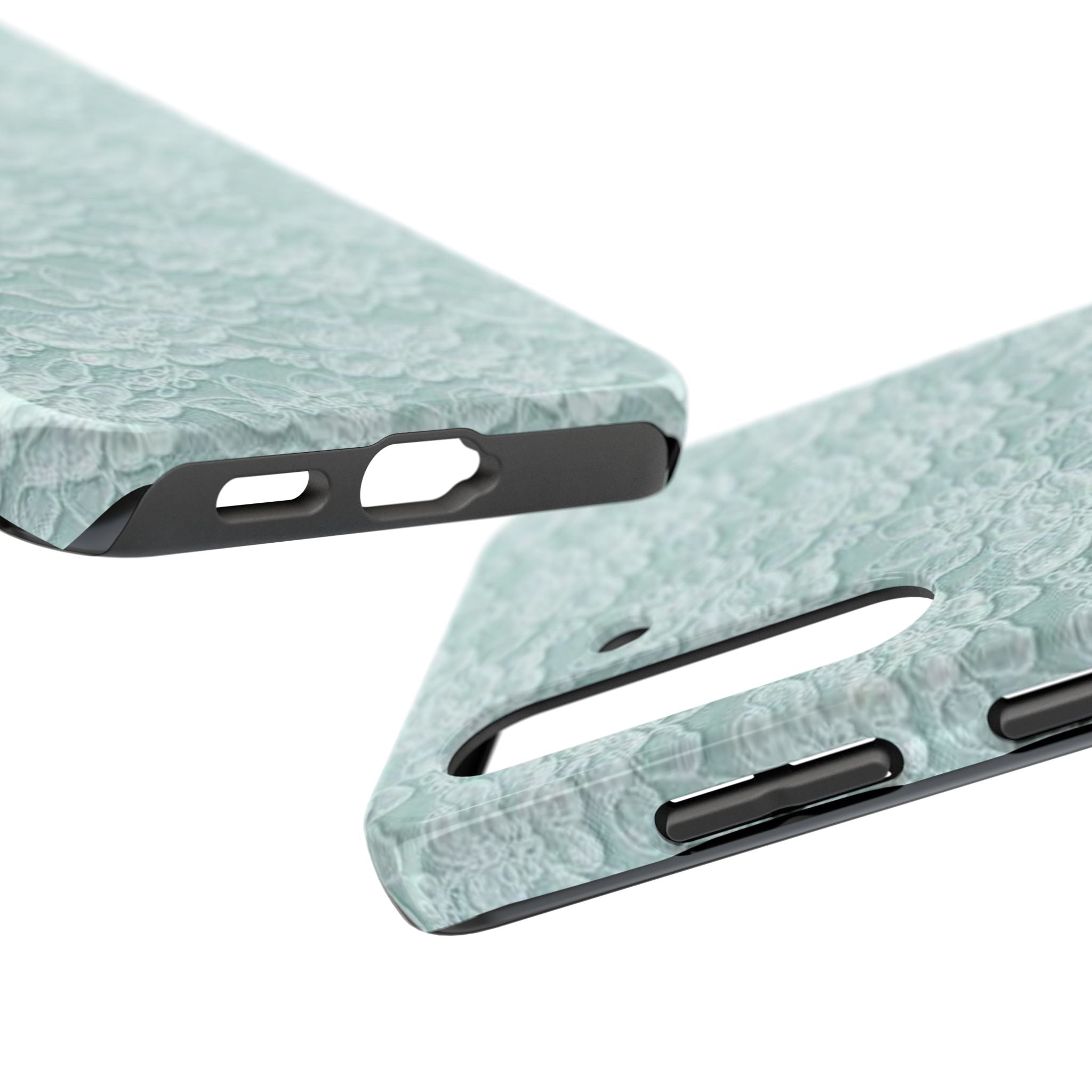 Teal Light Blue Lace Print Pattern Phone Case