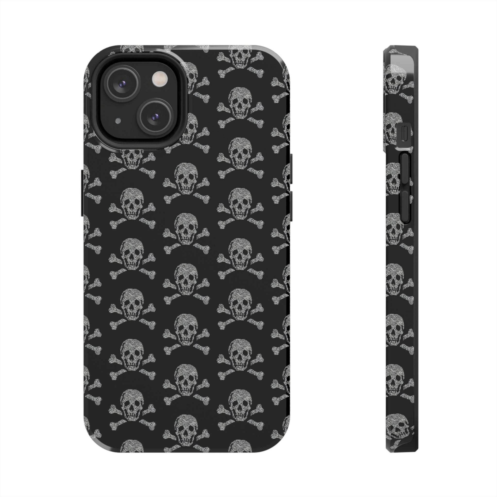 Silver Skull Print Phone Case  - Tough Impact-Resistant Case