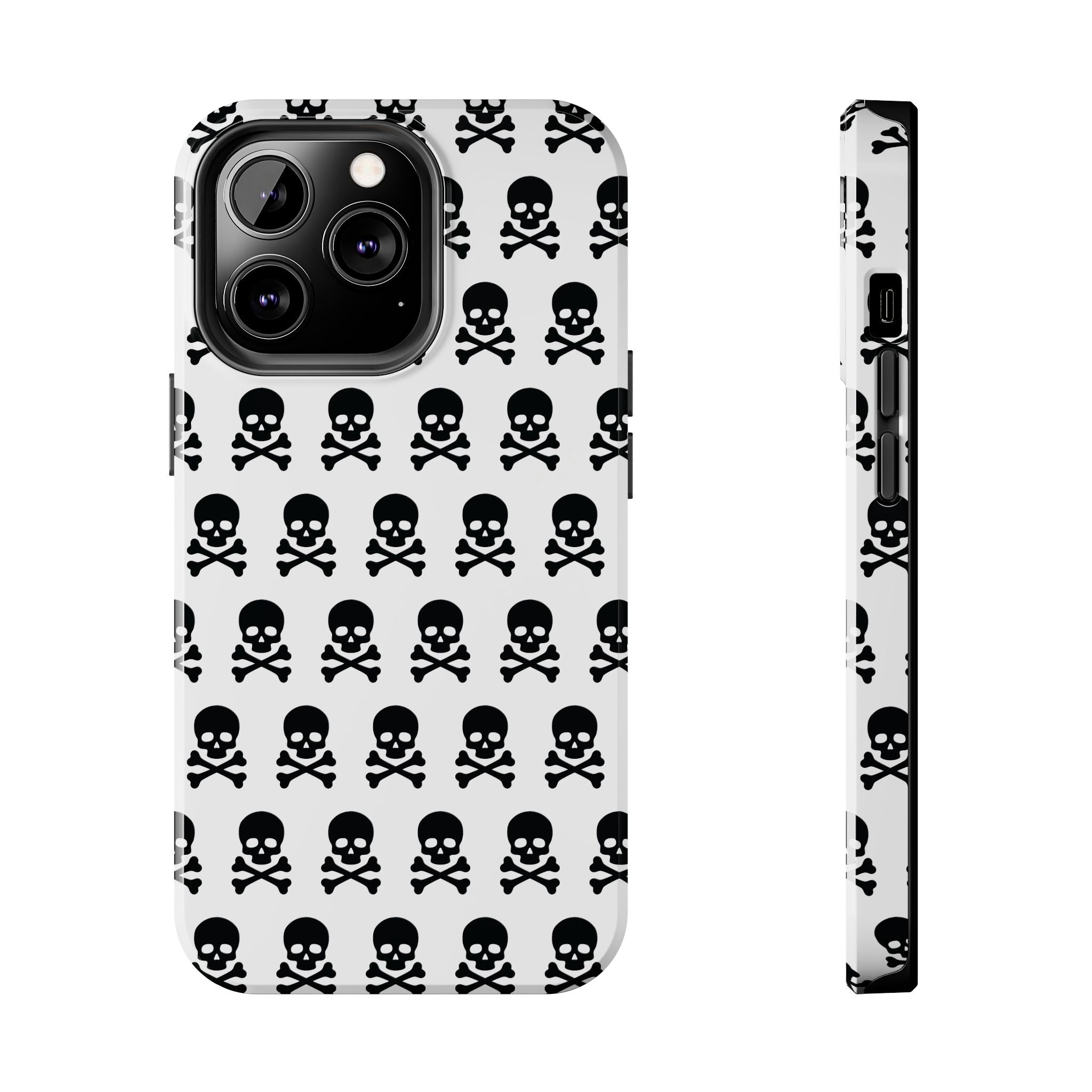 White Punk Skull Print Phone Case