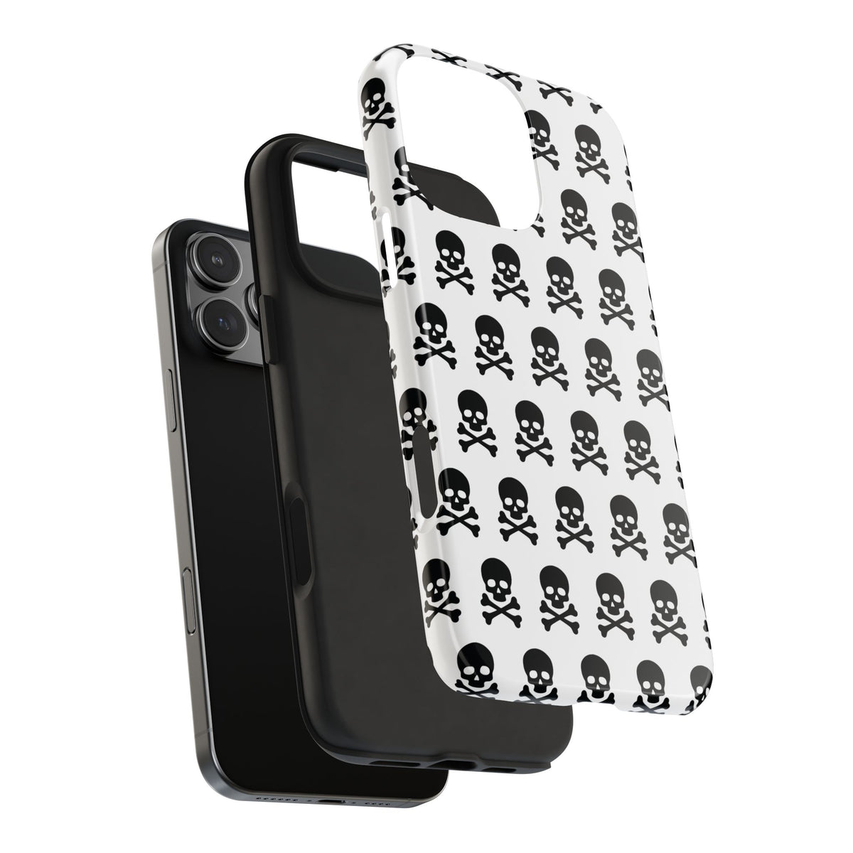 White Punk Skull Print Phone Case