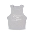 "EXPENSIVE AND DIFFICULT" Women's Micro Rib Racer Tank Top