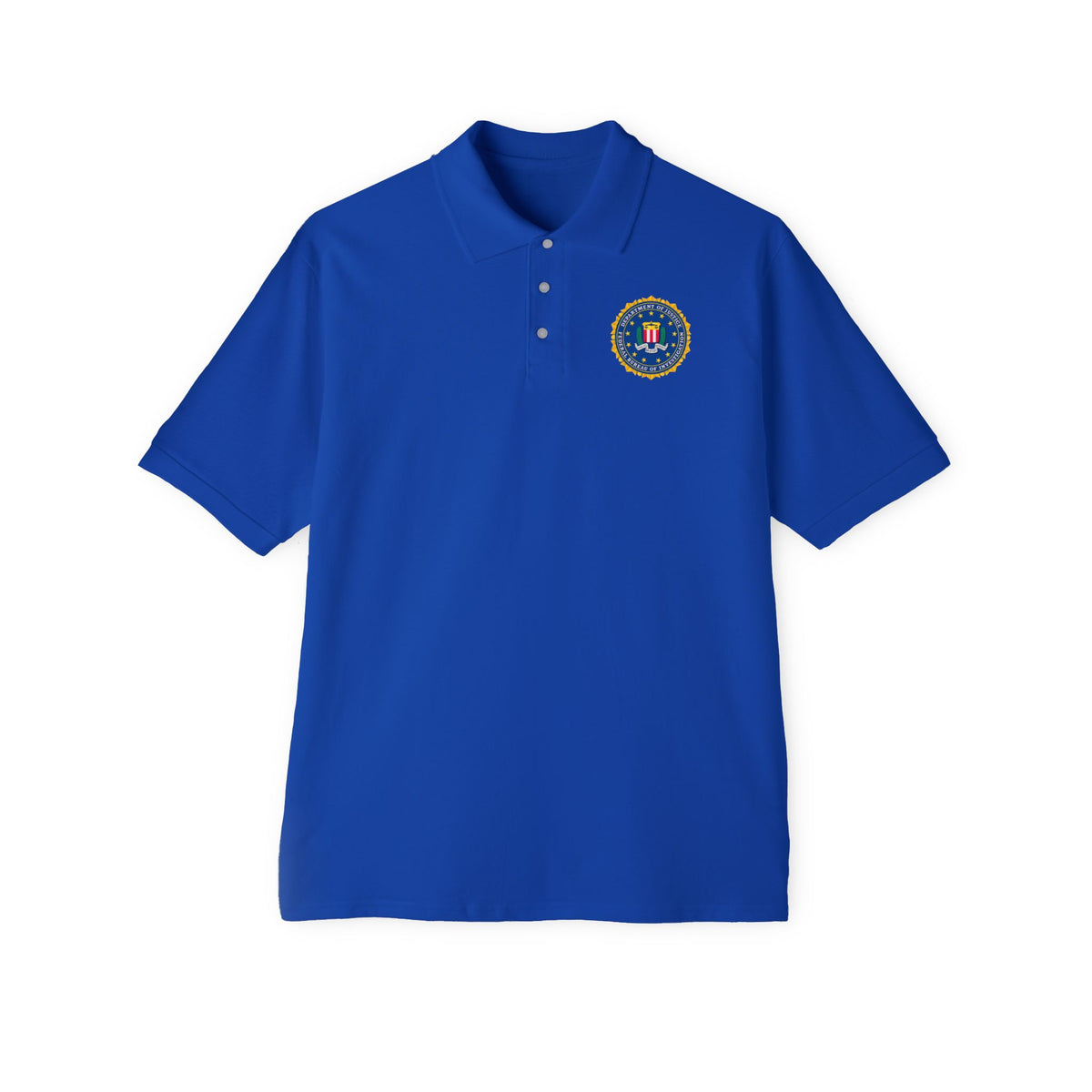 FBI Custom Halloween Polo Shirt Badge Logos on Front and Back - Men's Piqué Polo