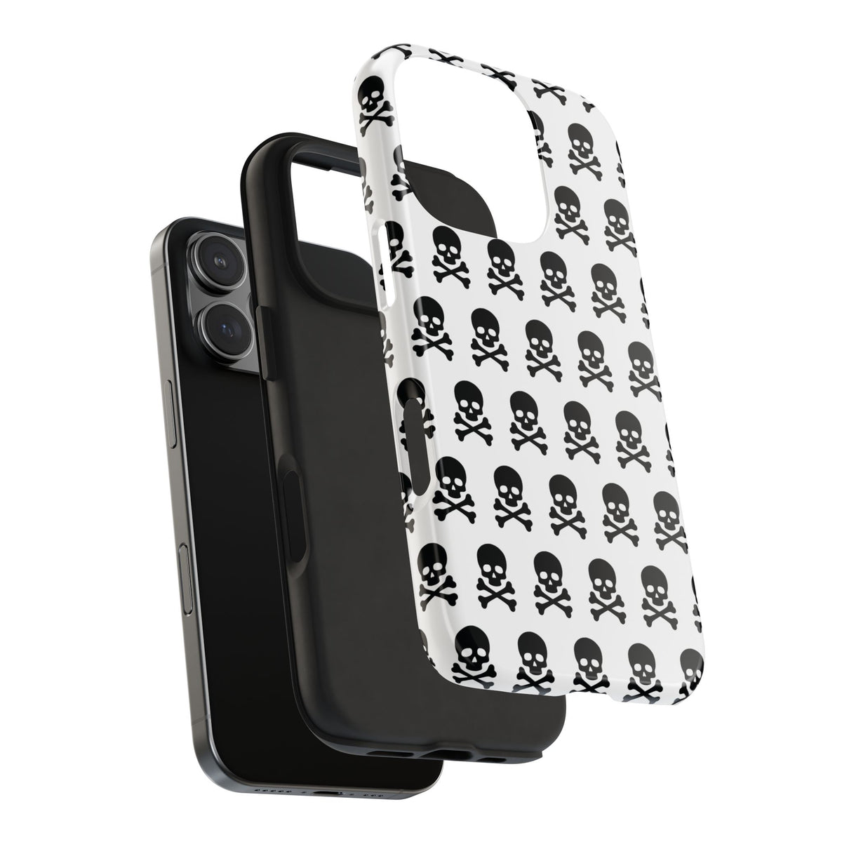 White Punk Skull Print Phone Case
