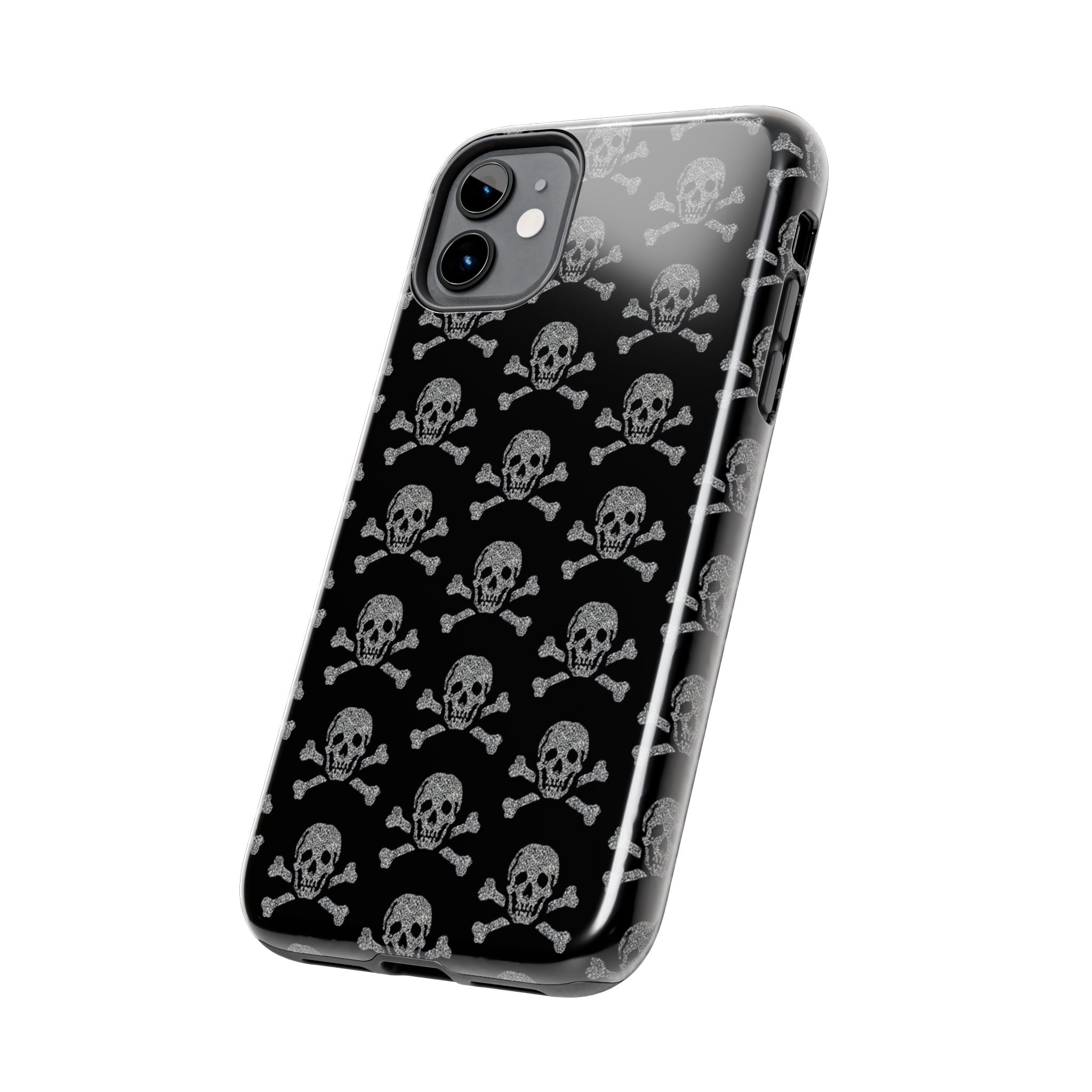 Silver Skull Print Phone Case  - Tough Impact-Resistant Case