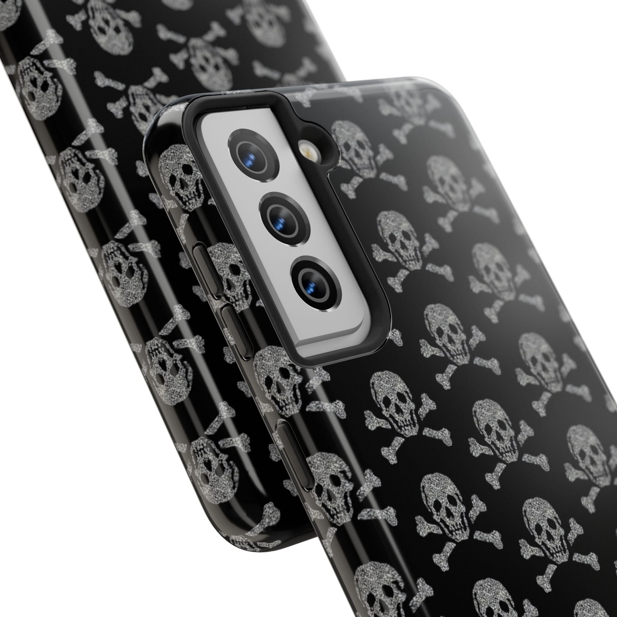 Silver Skull Print Phone Case  - Tough Impact-Resistant Case
