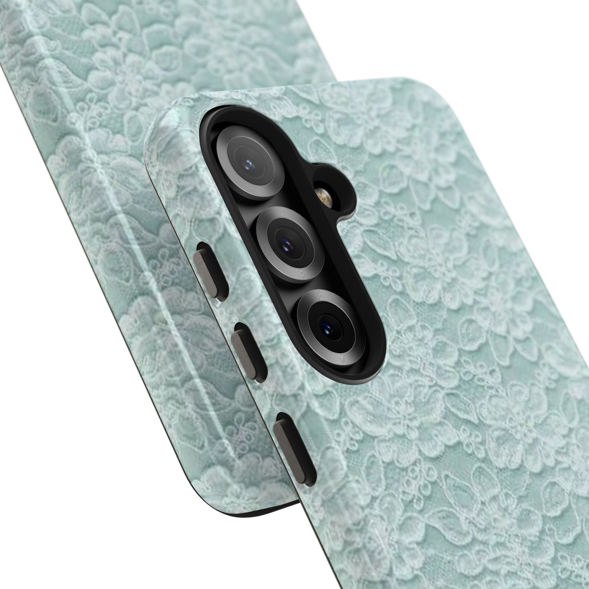 Teal Light Blue Lace Print Pattern Phone Case