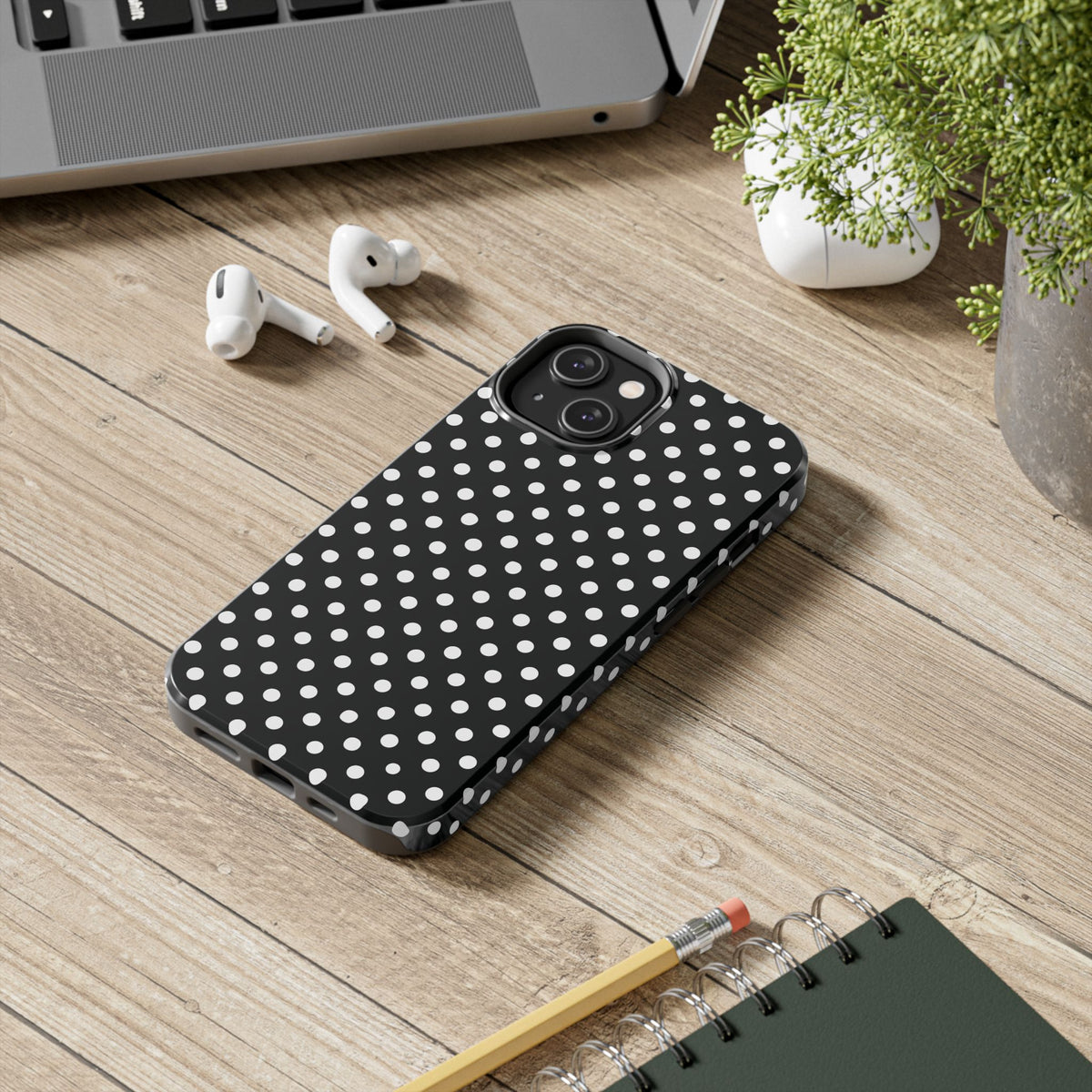 Black and White Polka Dot Phone Case  - Tough Impact-Resistant Case