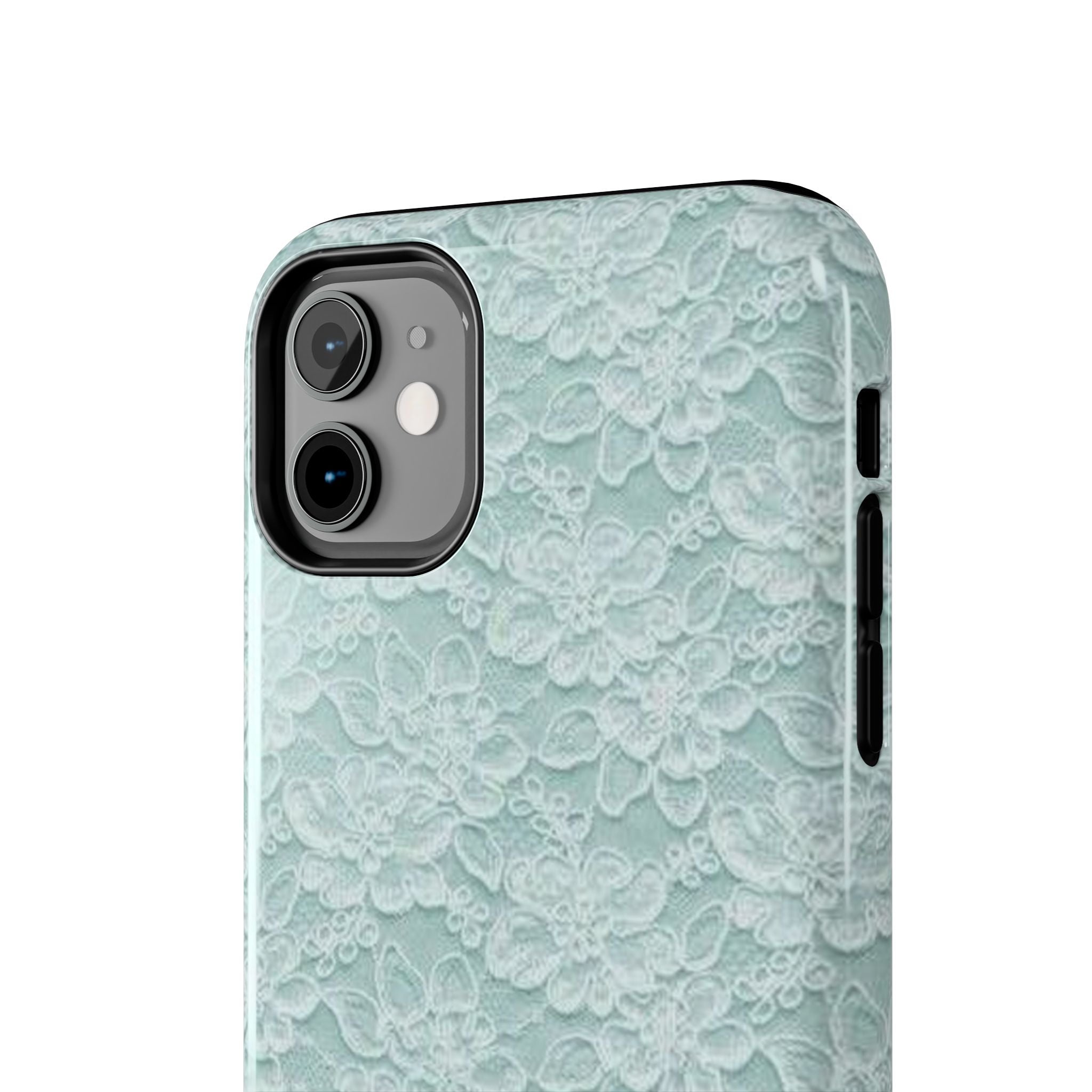 Teal Light Blue Lace Print Pattern Phone Case