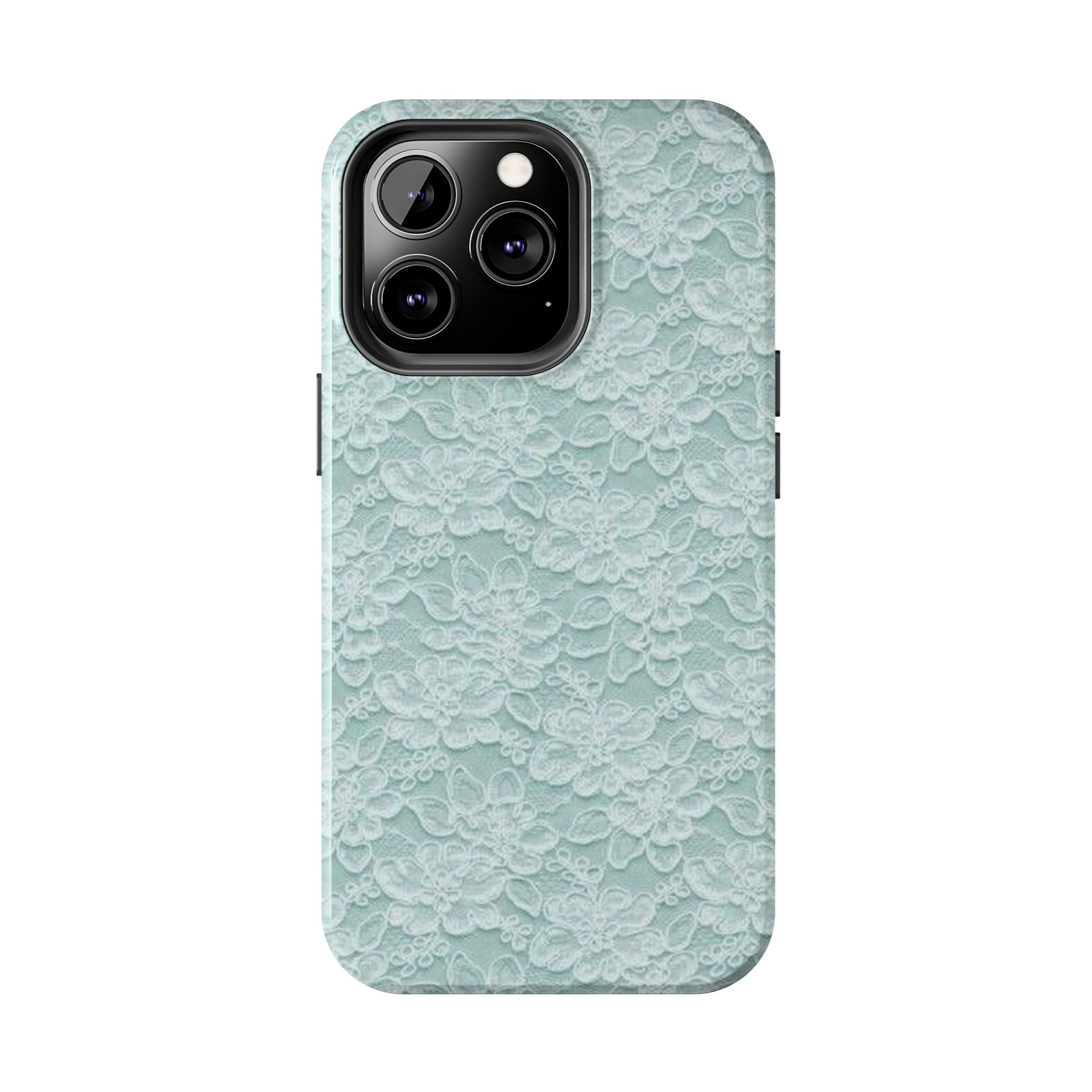 Teal Light Blue Lace Print Pattern Phone Case