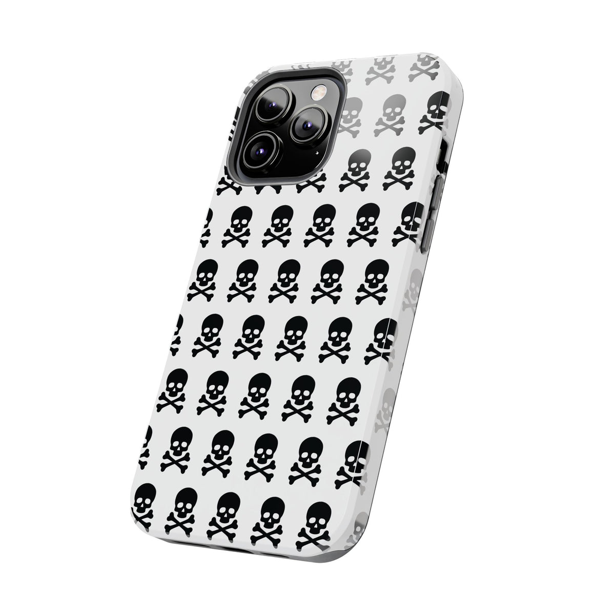 White Punk Skull Print Phone Case