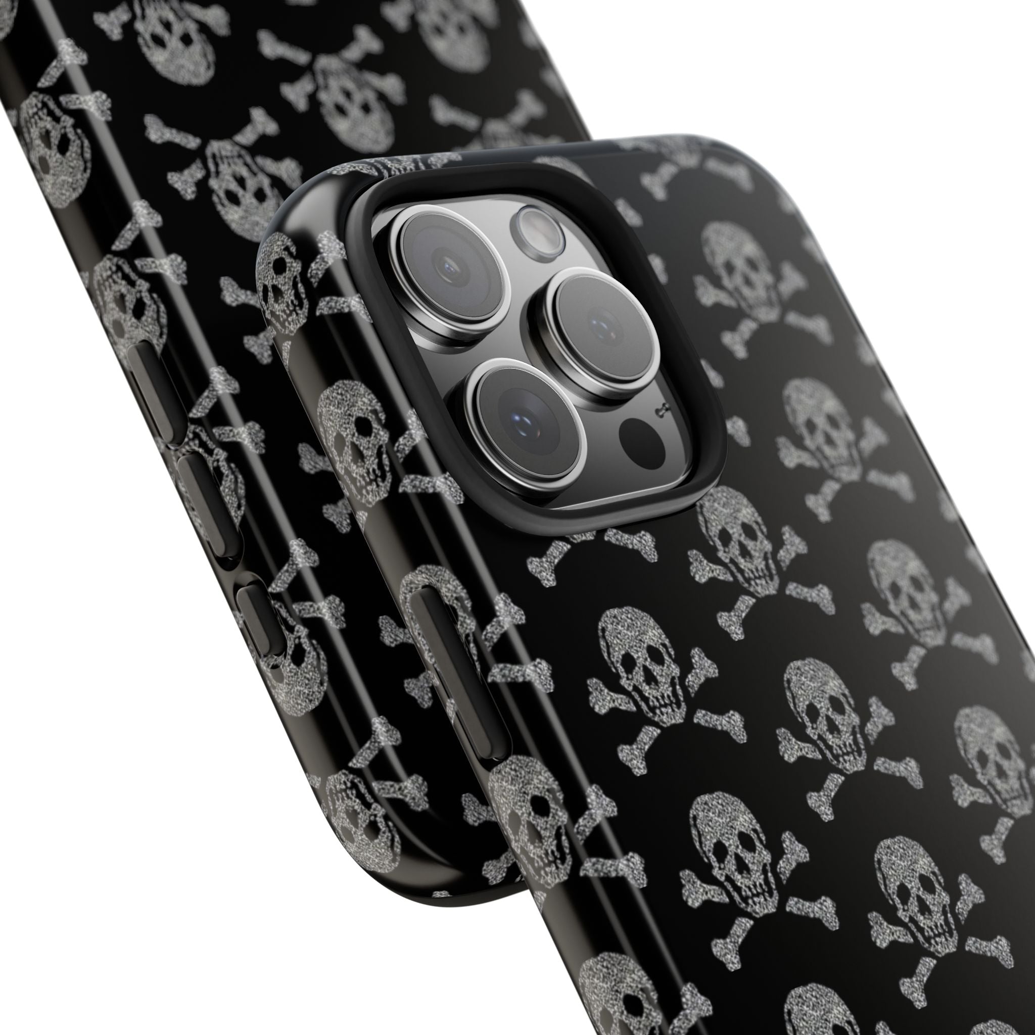 Silver Skull Print Phone Case  - Tough Impact-Resistant Case