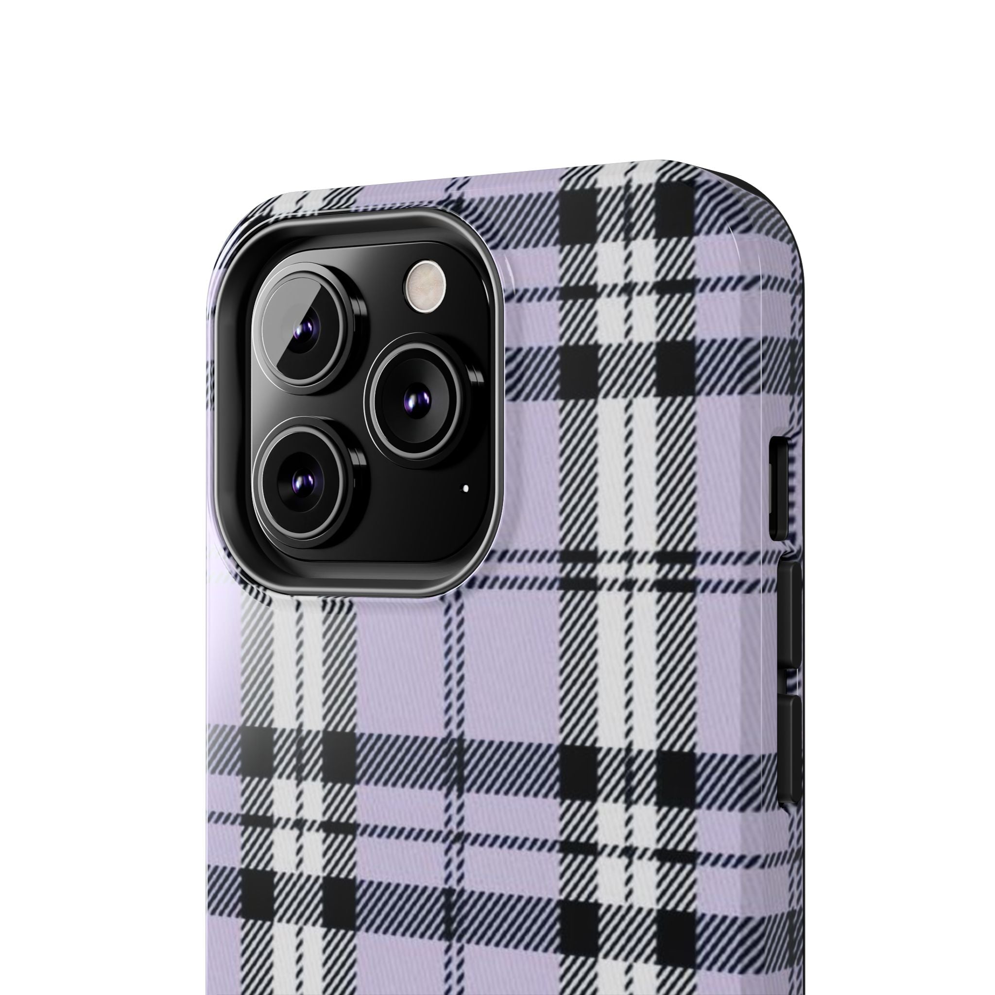 Lavender Light Purple Gingham Plaid Phone Case  - Tough Impact-Resistant Case