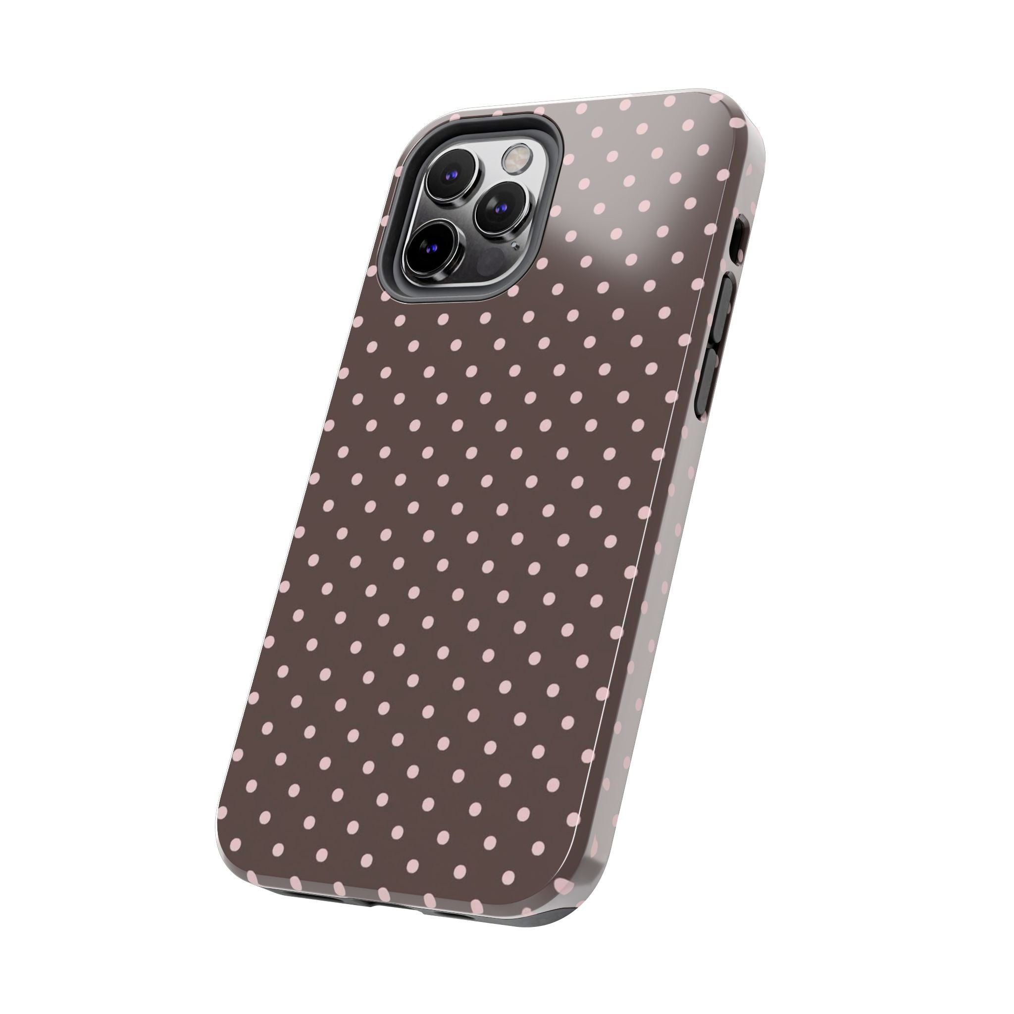 Brown with Pink Dots Phone Case  - Tough Impact-Resistant Case