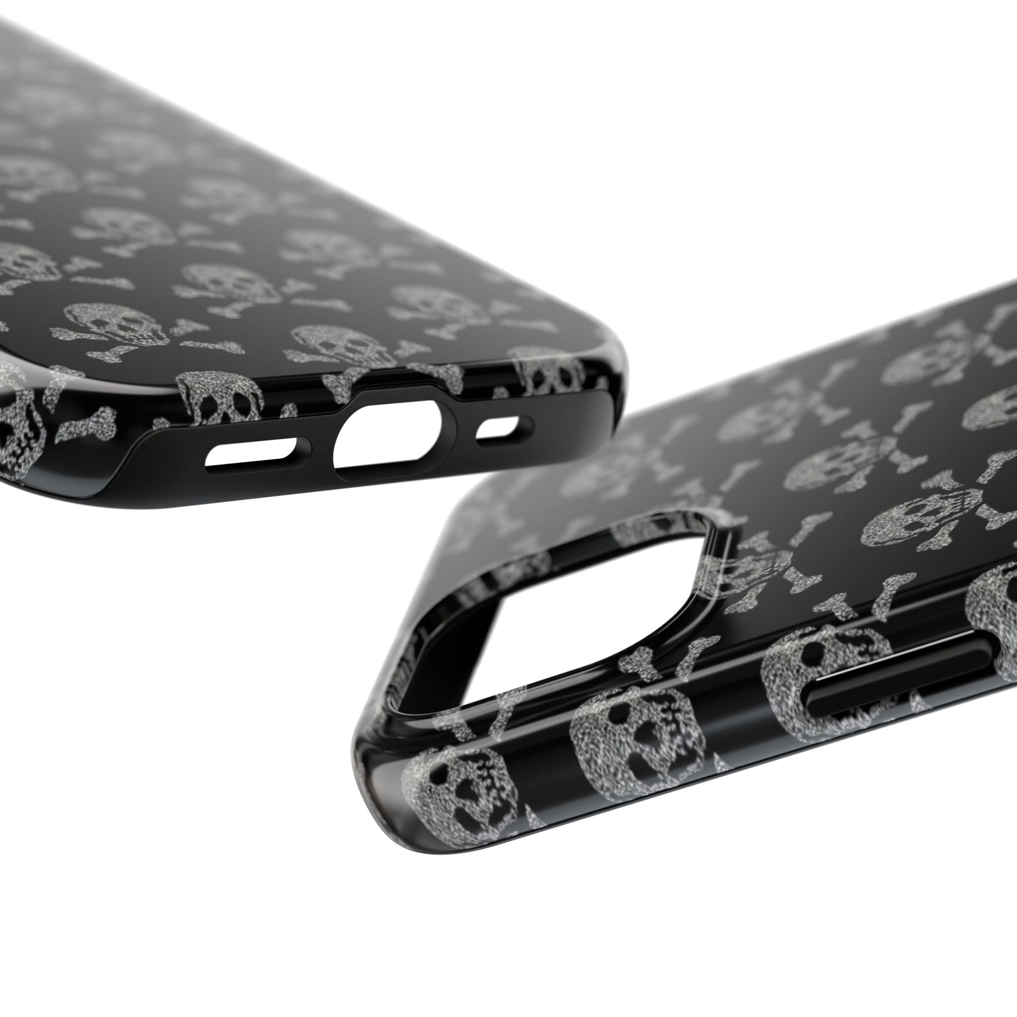Silver Skull Print Phone Case  - Tough Impact-Resistant Case