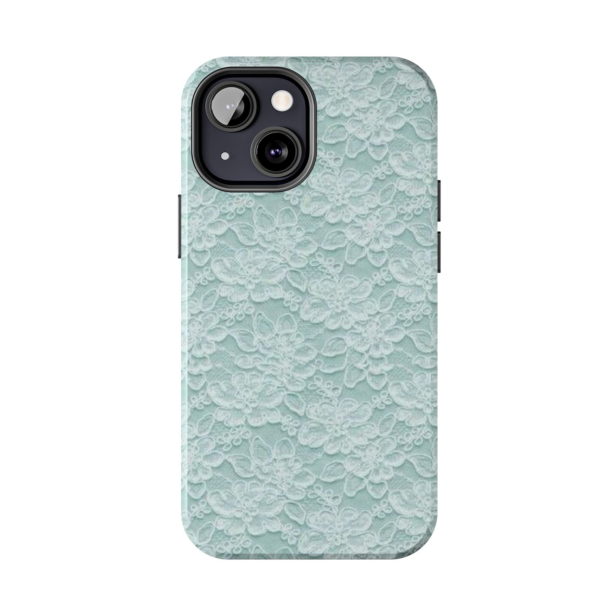 Teal Light Blue Lace Print Pattern Phone Case