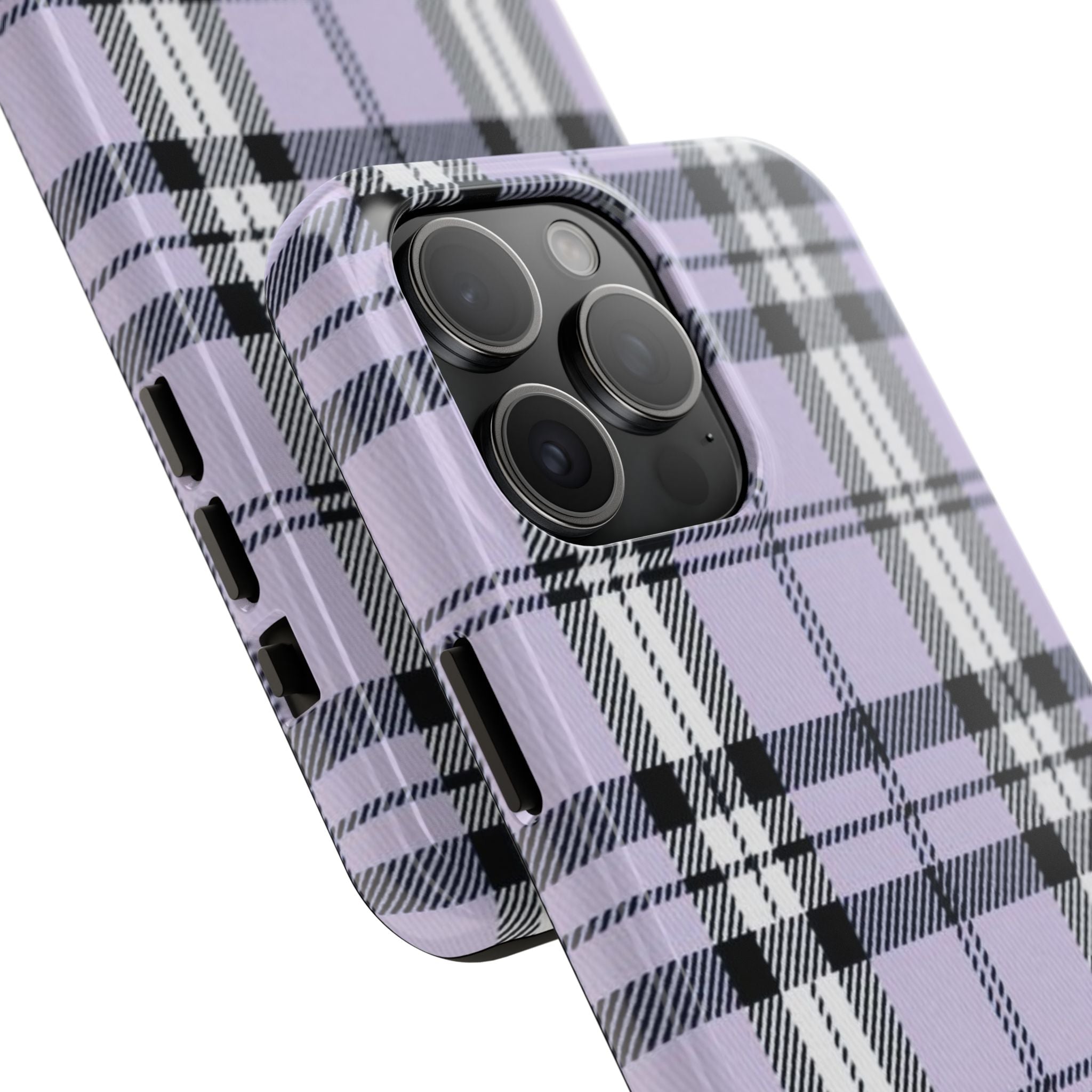 Lavender Light Purple Gingham Plaid Phone Case  - Tough Impact-Resistant Case