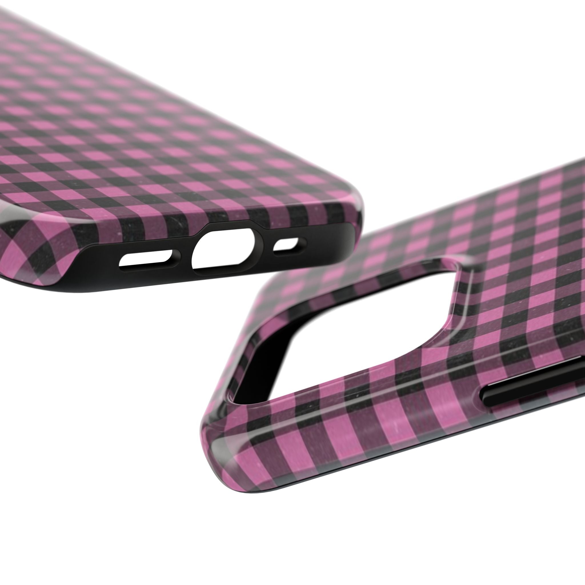 Pink and Black Faded Gingham Plaid Phone Case