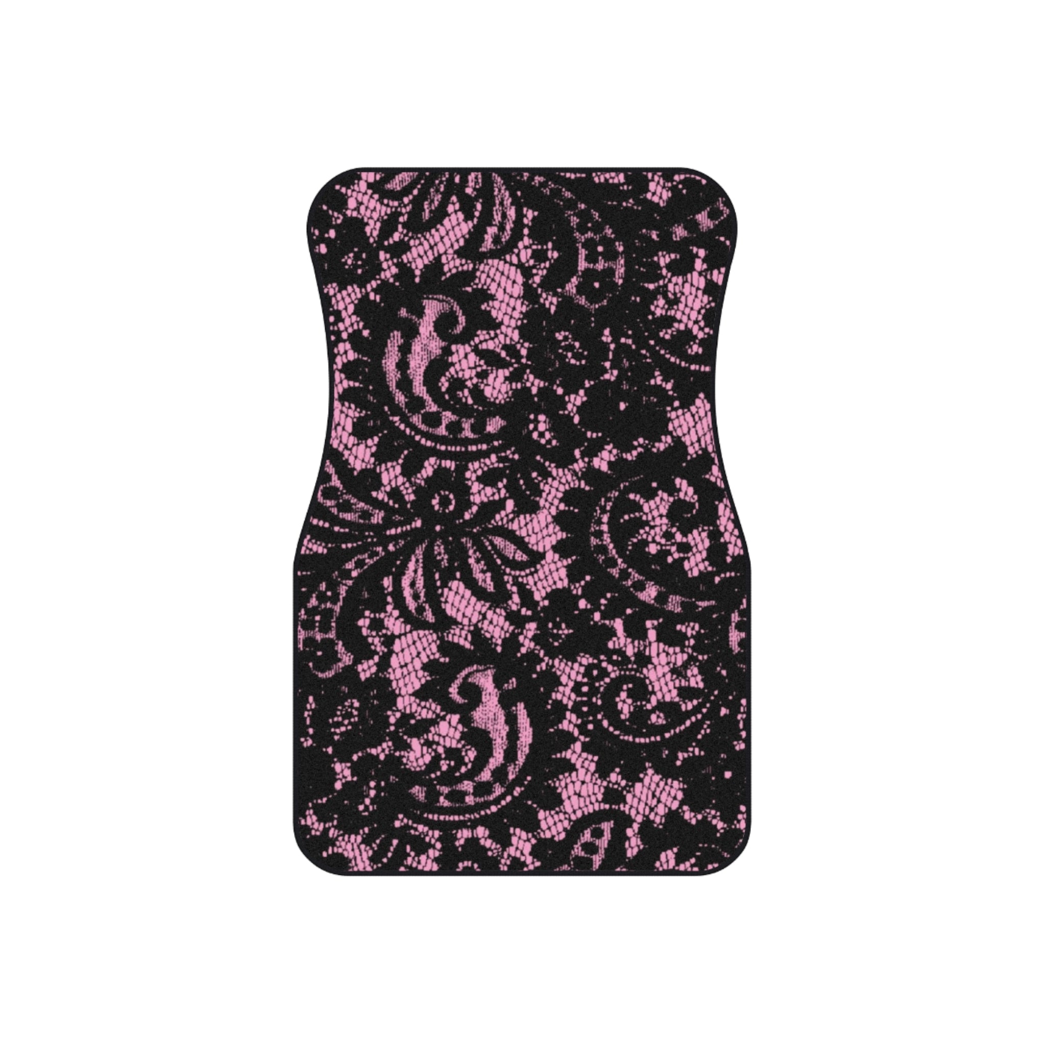 Lace Black and Pink Car Mats - Front Floor Mats Set of 2