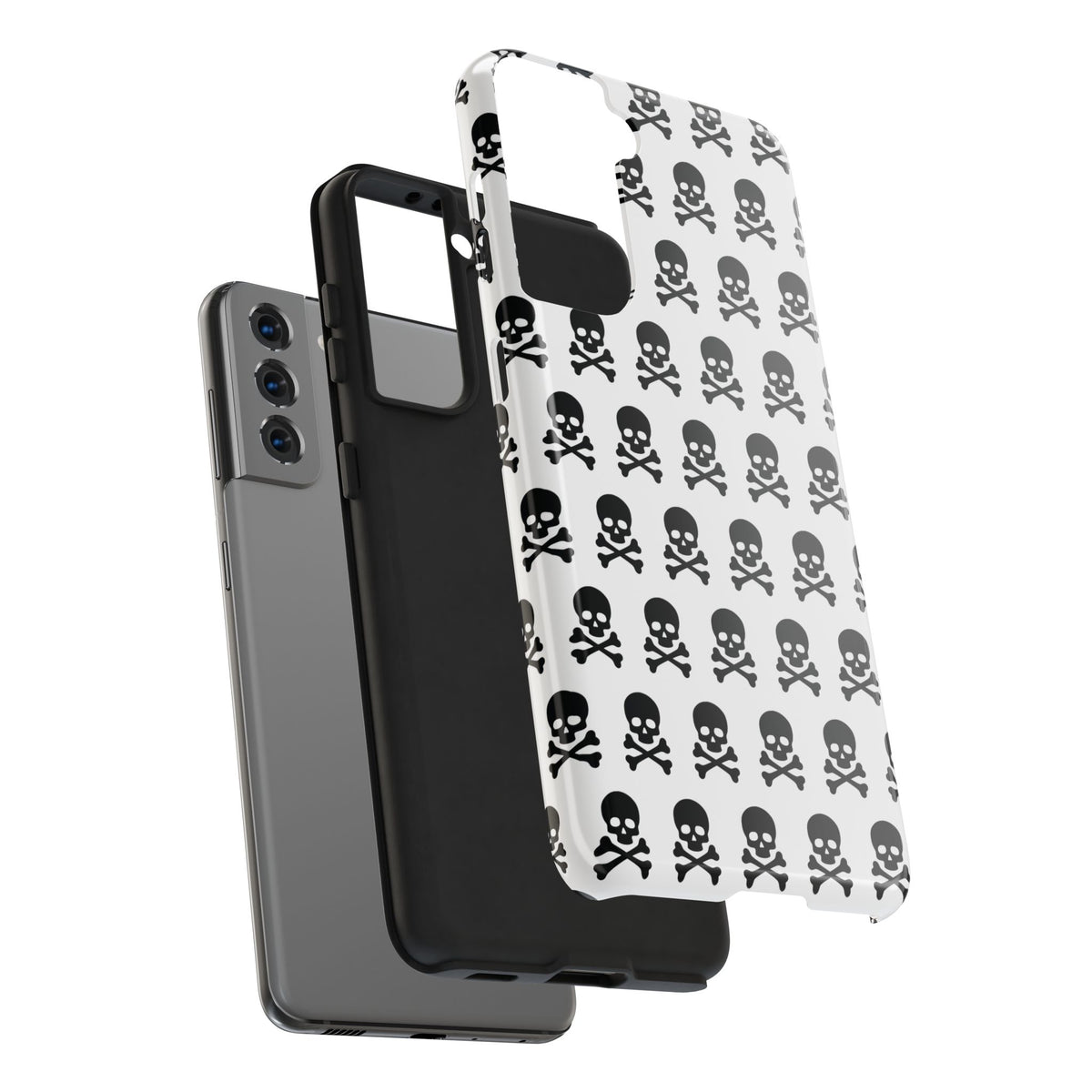 White Punk Skull Print Phone Case