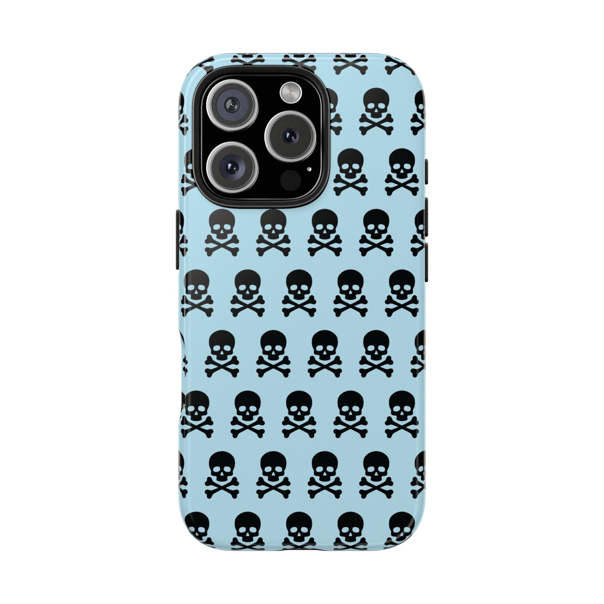 Blue Punk Skull Print Phone Case