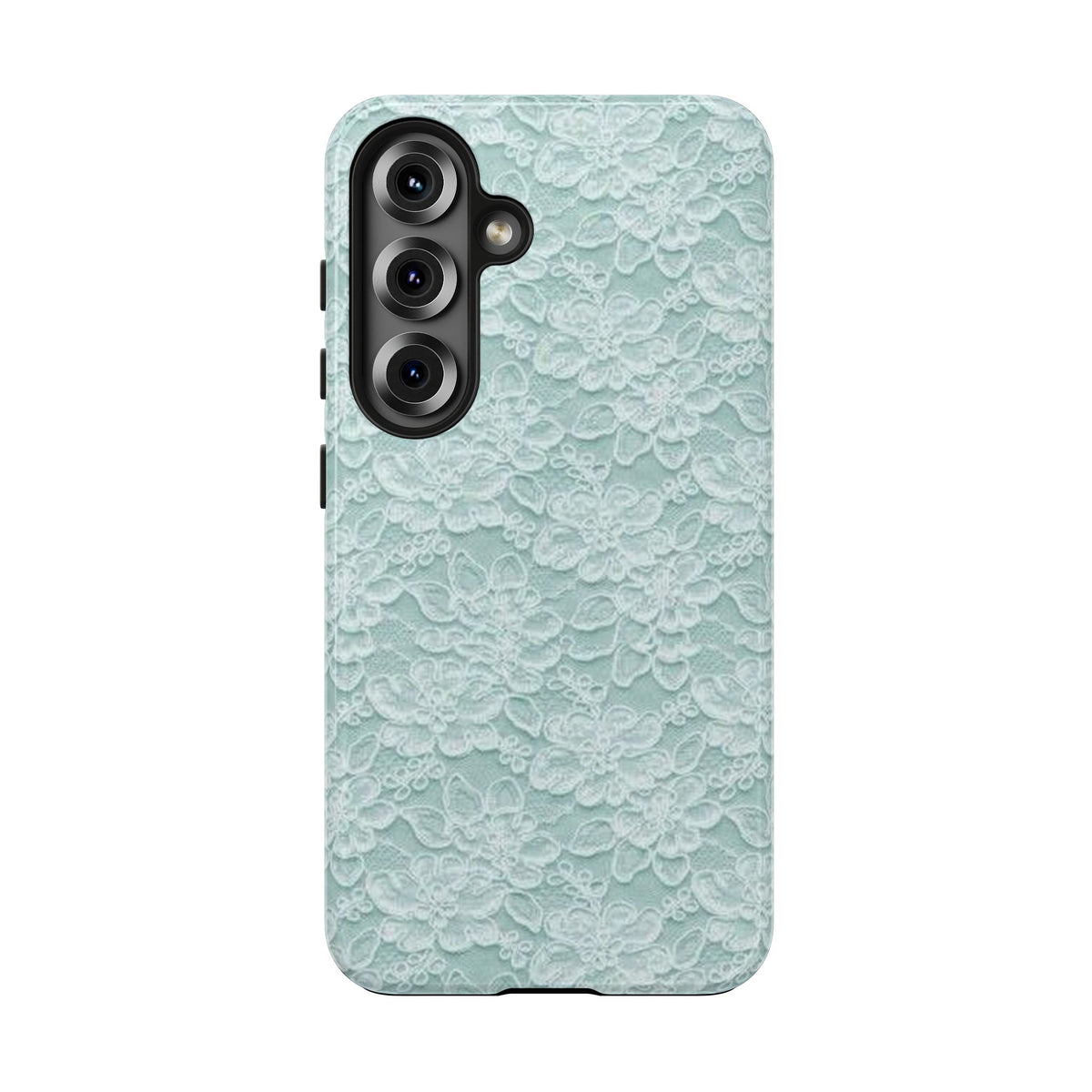 Teal Light Blue Lace Print Pattern Phone Case
