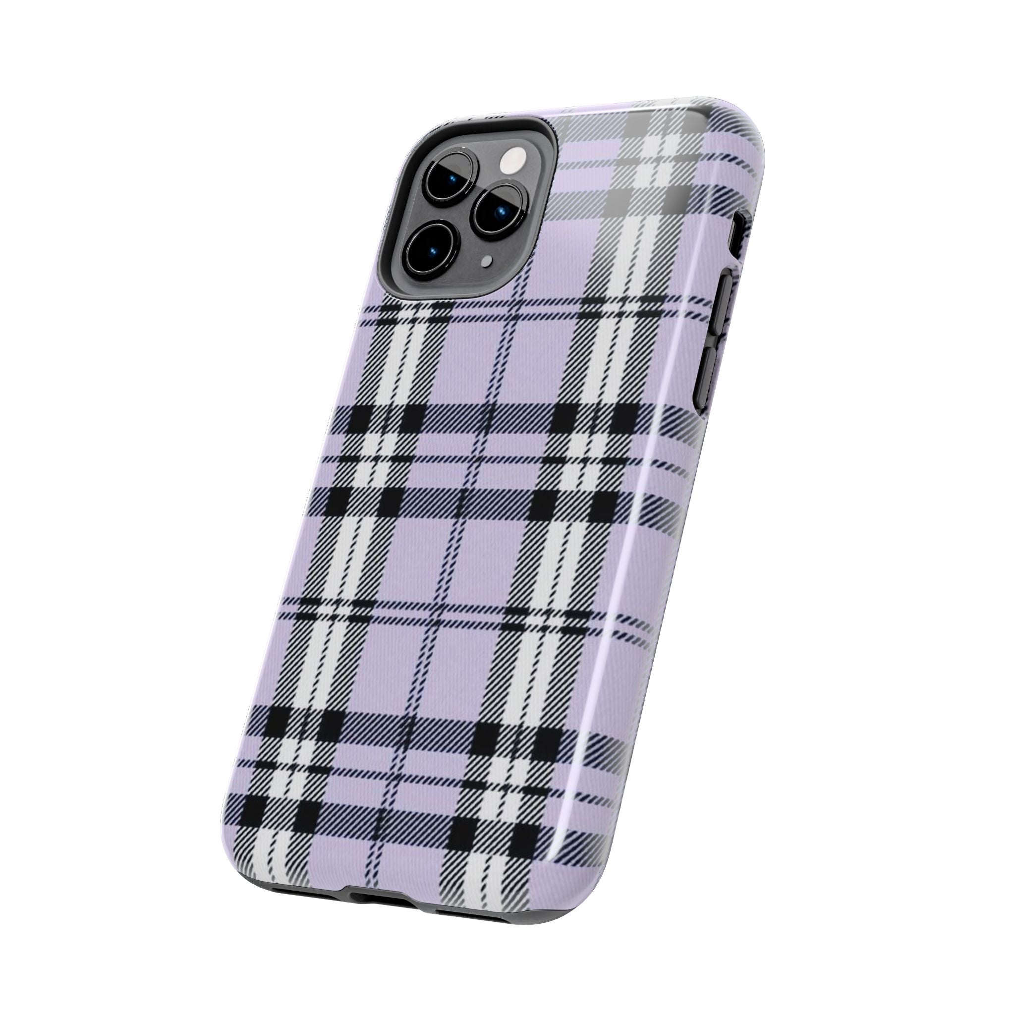 Lavender Light Purple Gingham Plaid Phone Case  - Tough Impact-Resistant Case