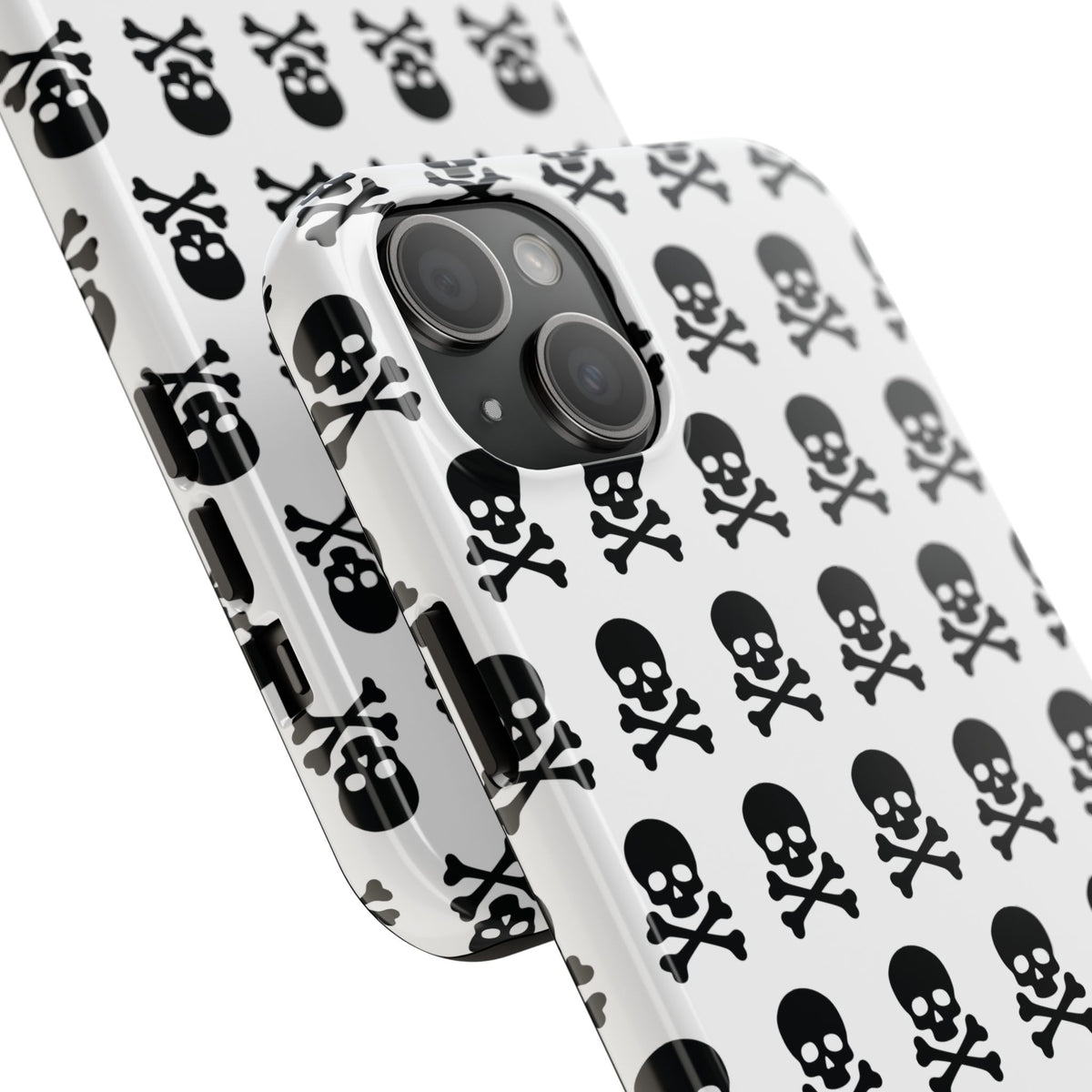 White Punk Skull Print Phone Case