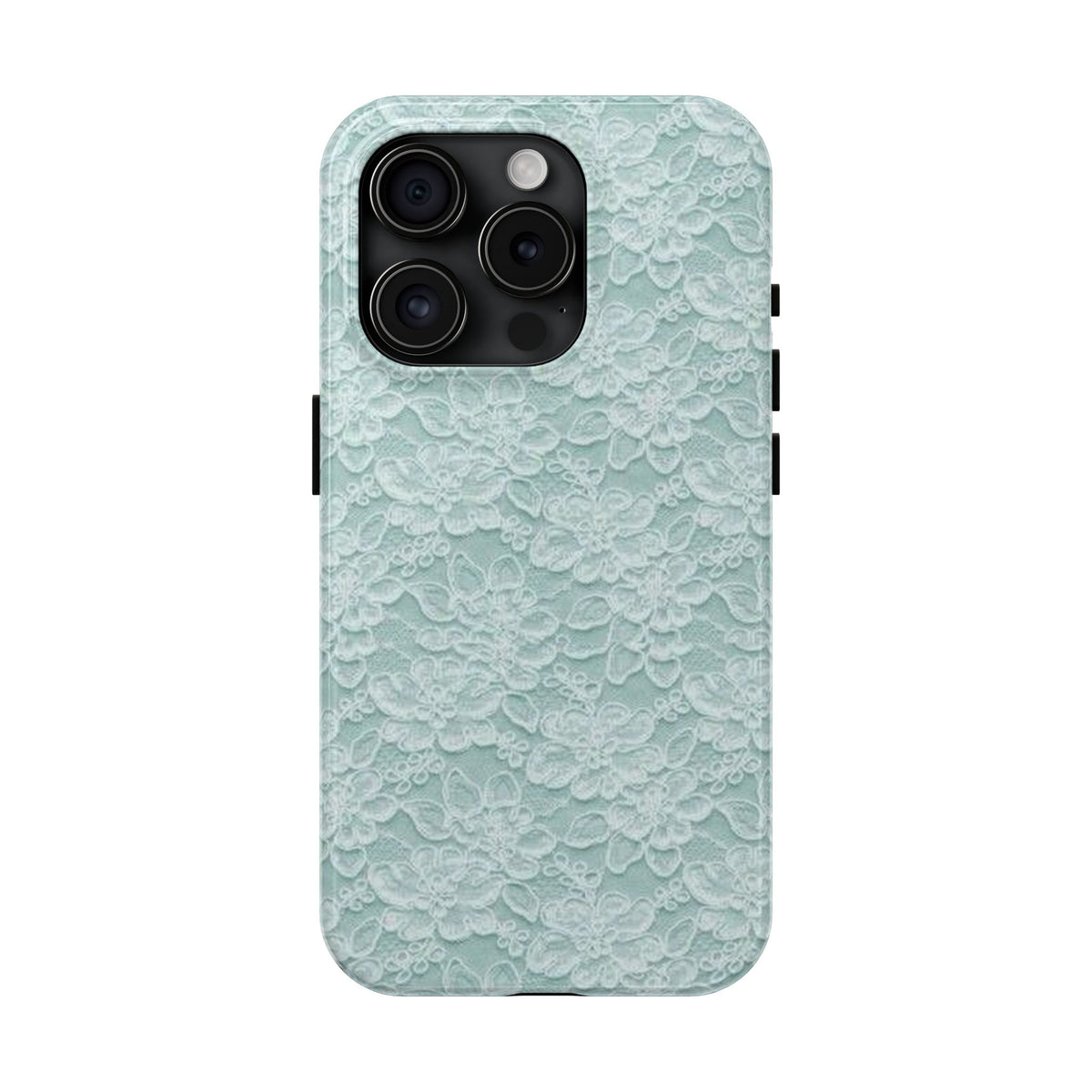 Teal Light Blue Lace Print Pattern Phone Case