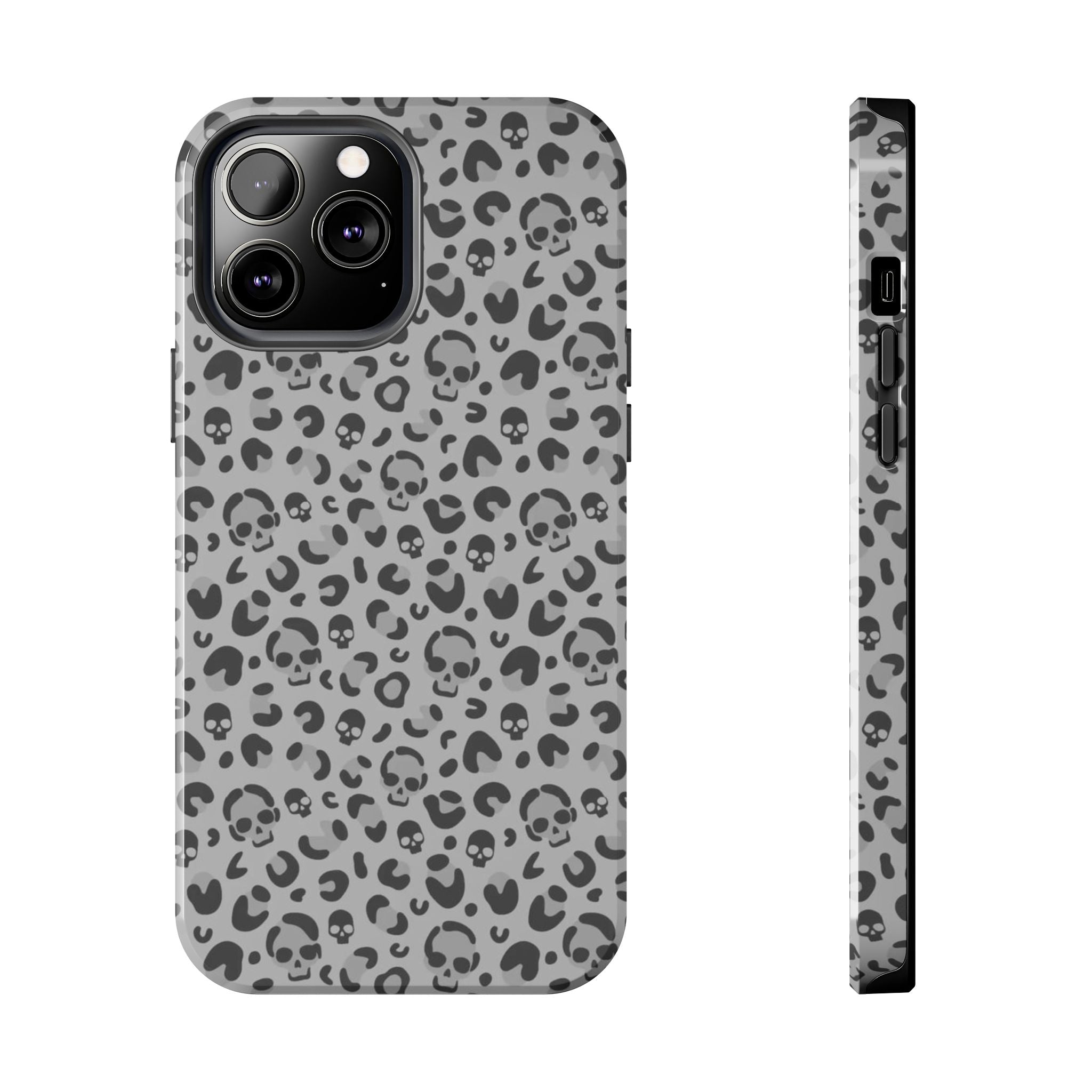 Skull Cheetah Grey Leopard Phone Case
