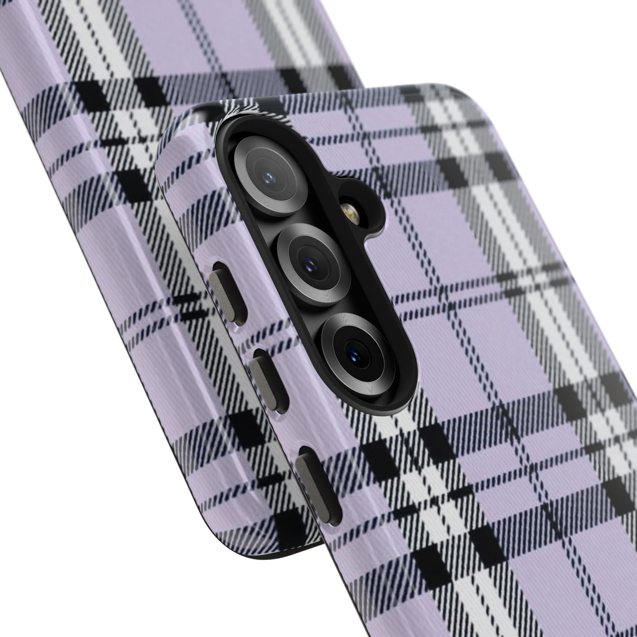 Lavender Light Purple Gingham Plaid Phone Case  - Tough Impact-Resistant Case