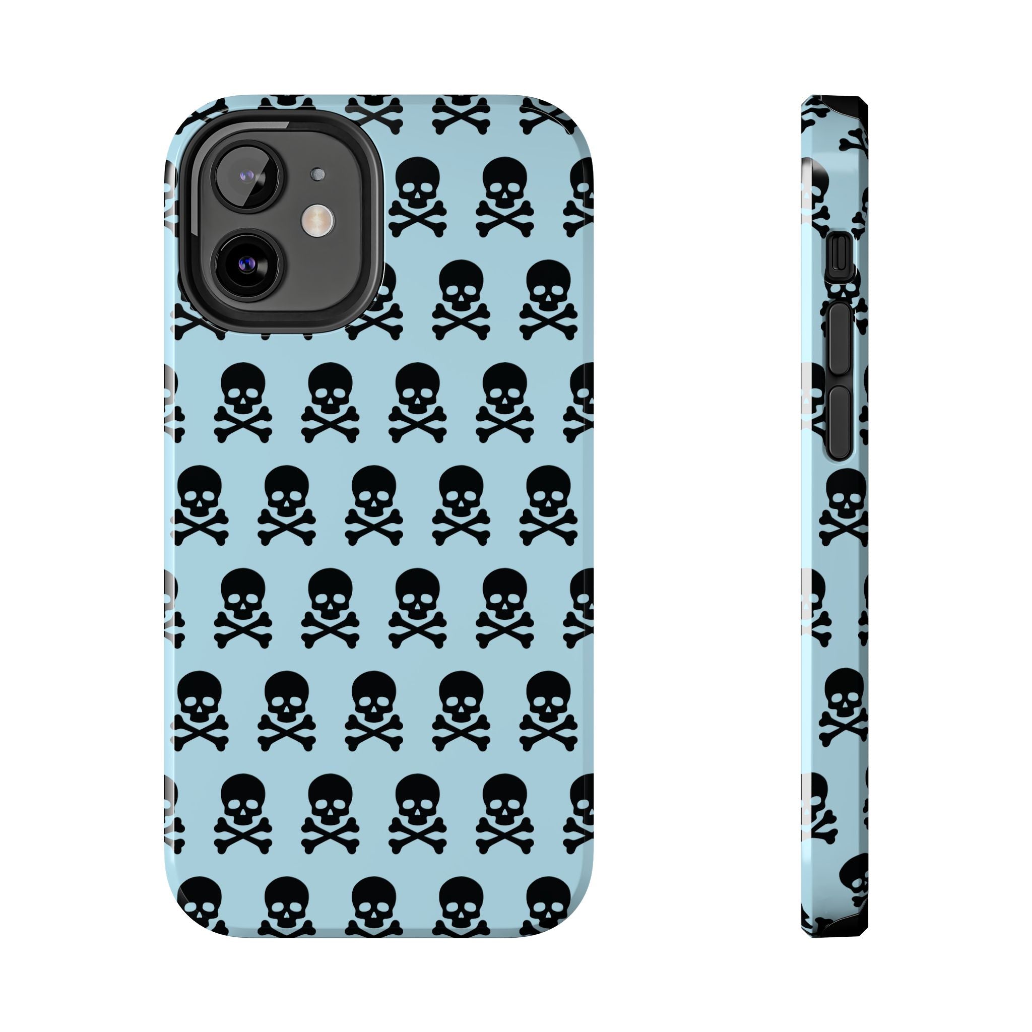 Blue Punk Skull Print Phone Case
