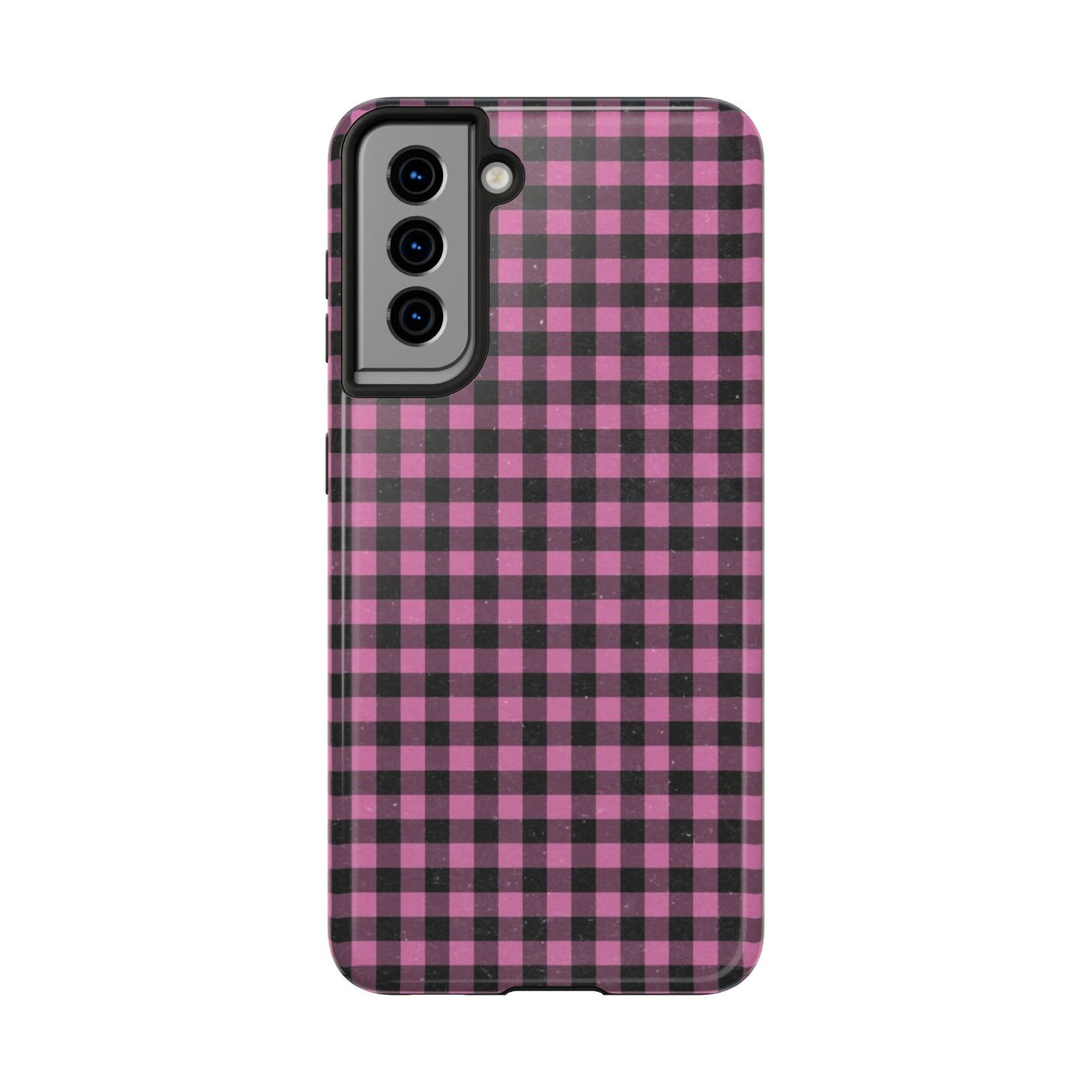 Pink and Black Faded Gingham Plaid Phone Case