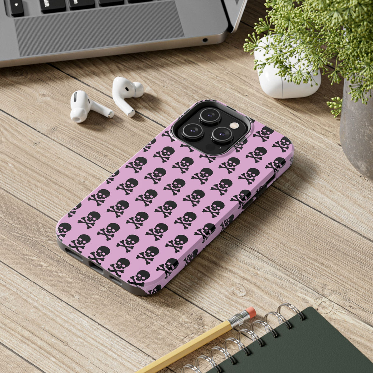 Pink Punk Skull Print Phone Case