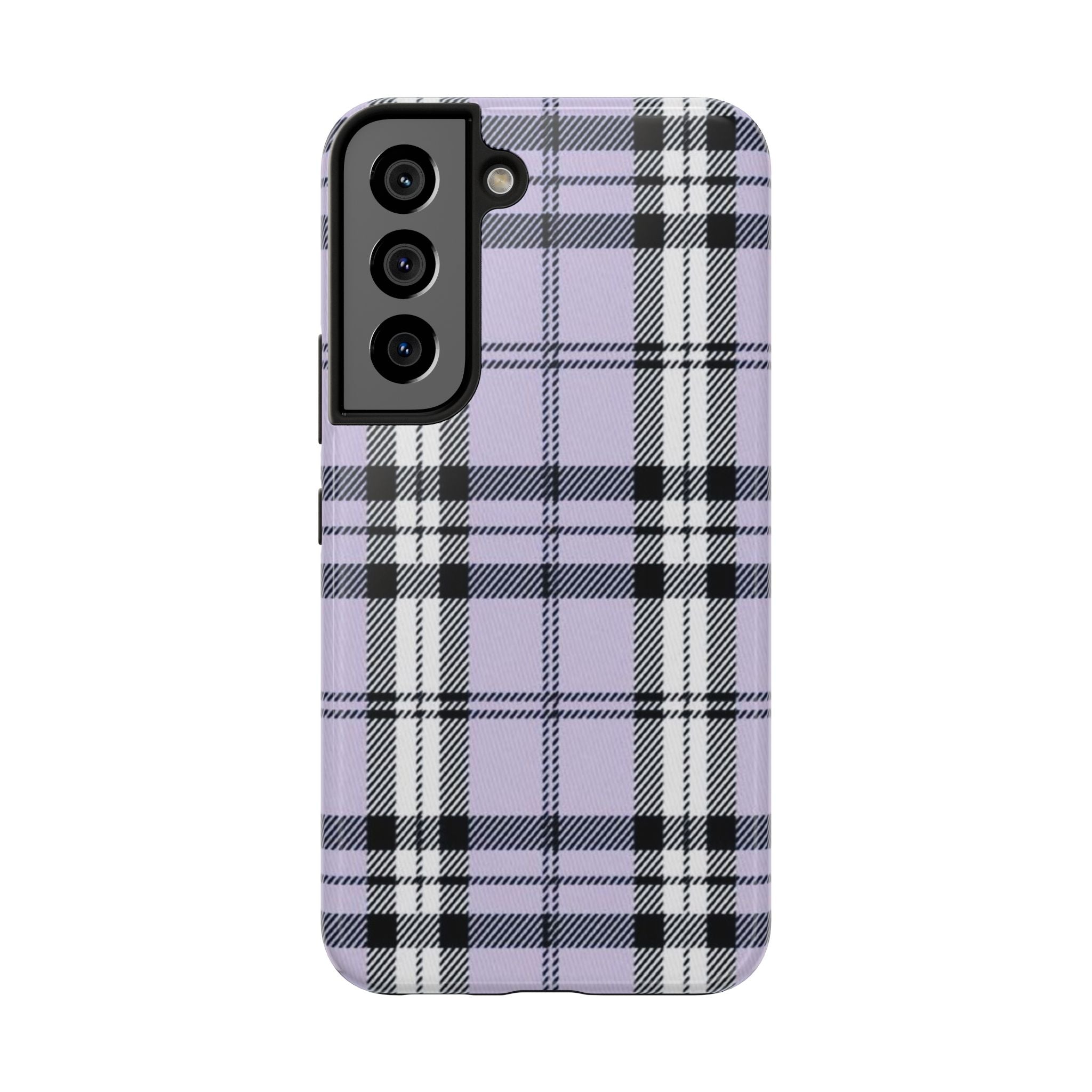 Lavender Light Purple Gingham Plaid Phone Case  - Tough Impact-Resistant Case